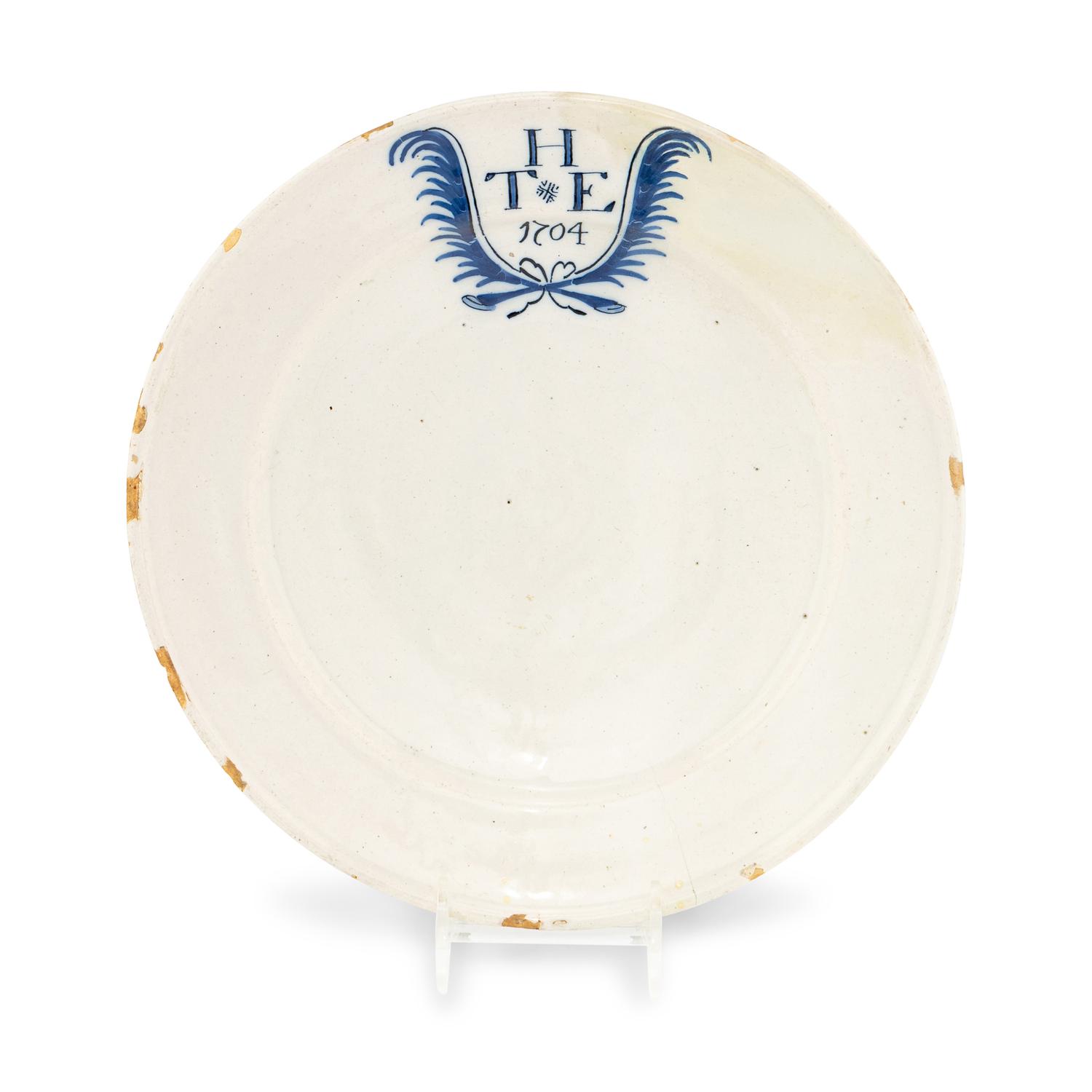 An English Delftware ' Marriage' Plate