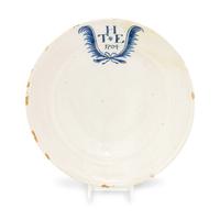 An English Delftware ' Marriage' Plate