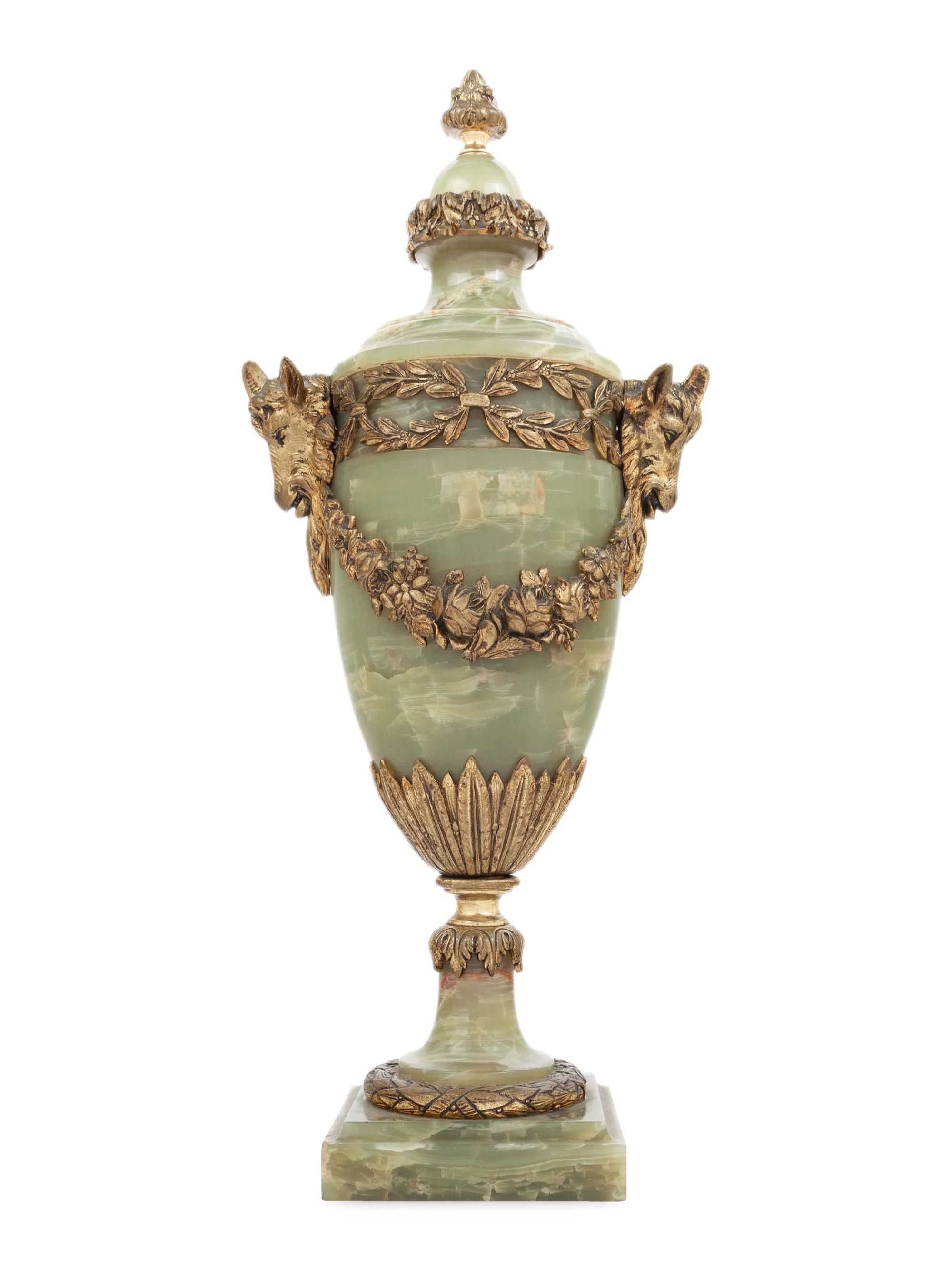 A Gilt Metal Mounted Onyx Urn