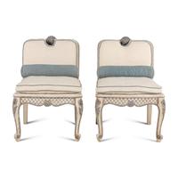 A Pair of Italian Painted and Caned Side Chairs