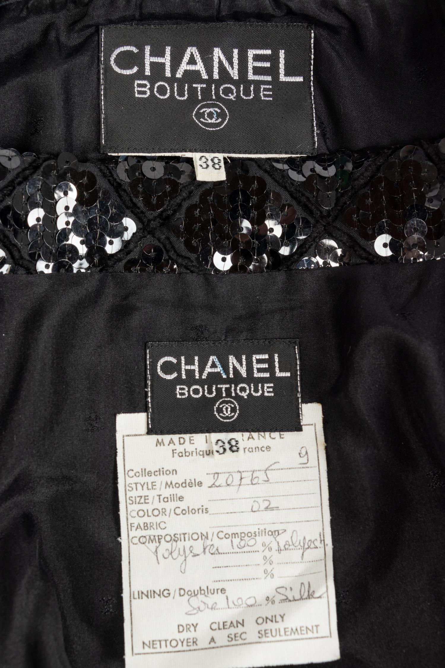 Chanel Black Sequin Jacket & Skirt, 1980s