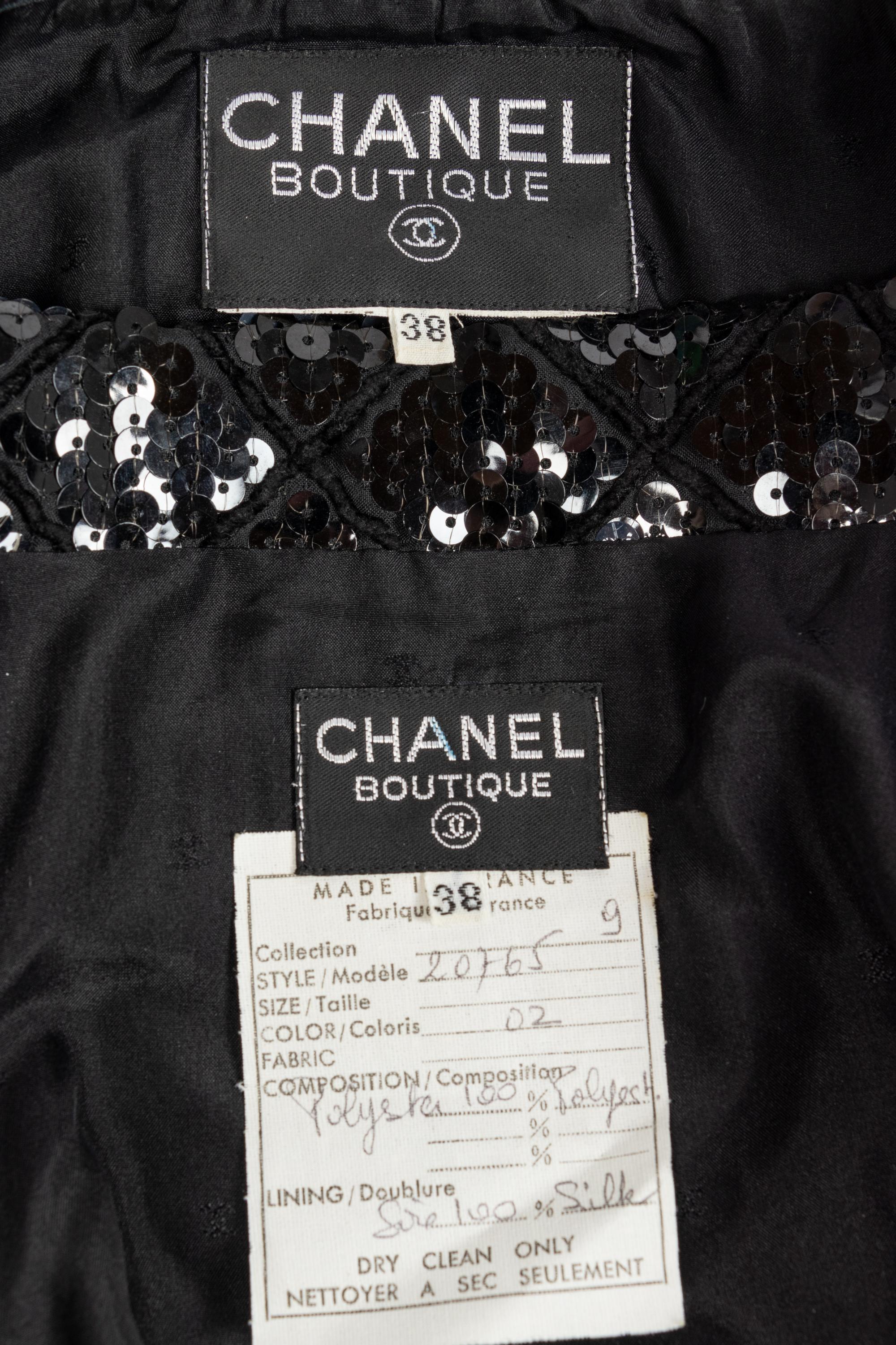 Chanel Black Sequin Jacket & Skirt, 1980s