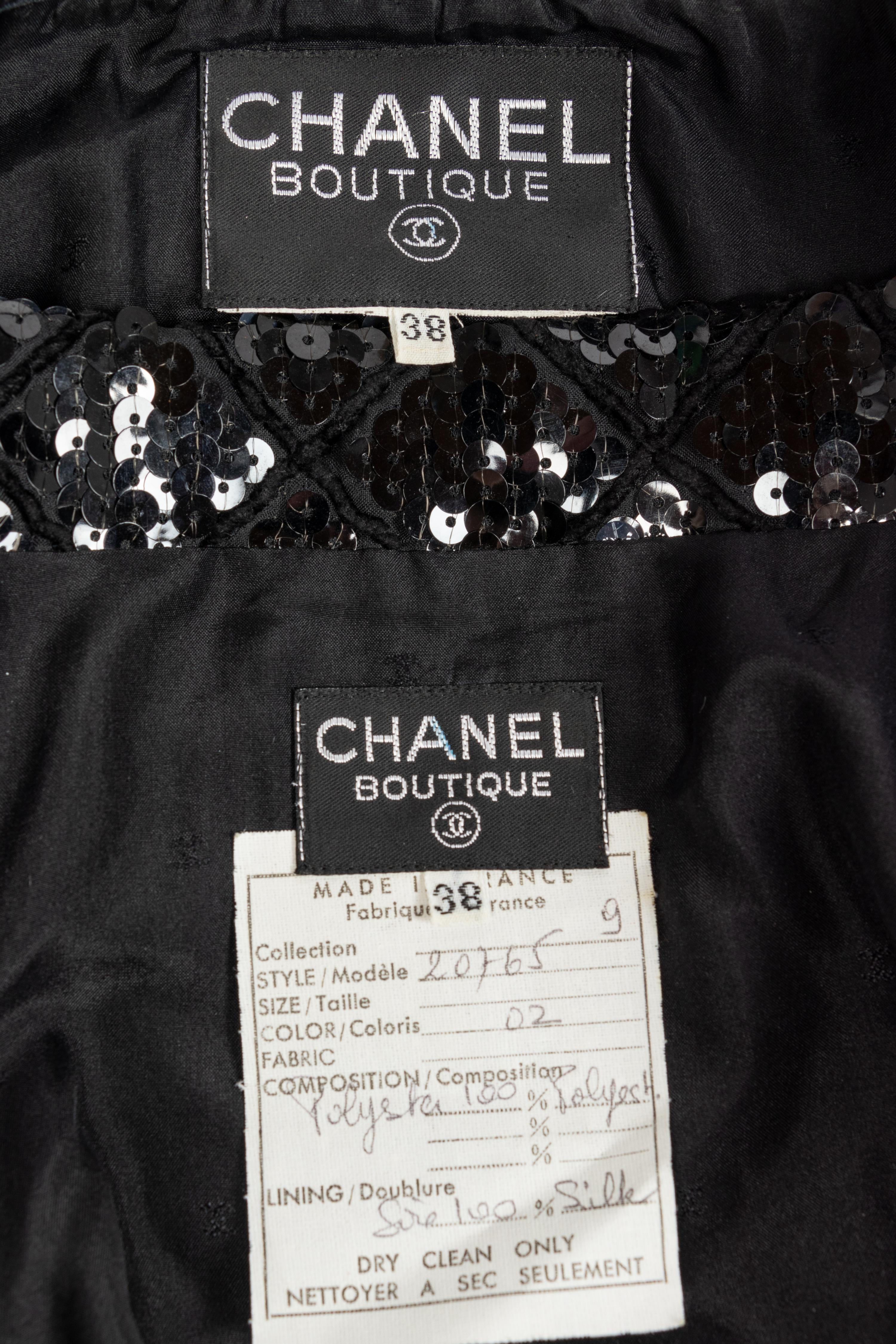 Chanel Black Sequin Jacket & Skirt, 1980s