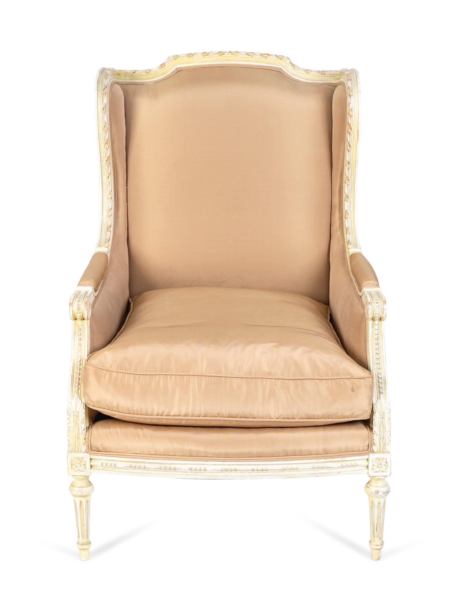 Two Louis XVI Style Painted Bergeres — 20TH CENTURY