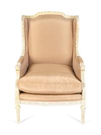 Two Louis XVI Style Painted Bergeres — 20TH CENTURY