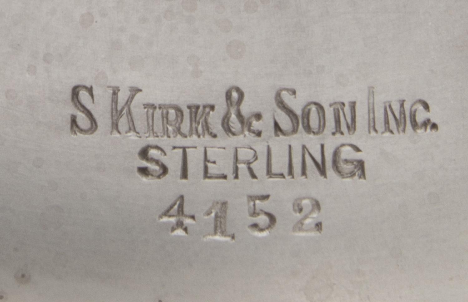 An American Silver Bowl, S. Kirk & Son, Baltimore, MD, monogrammed G.V.S., raised on a stepped circular foot.