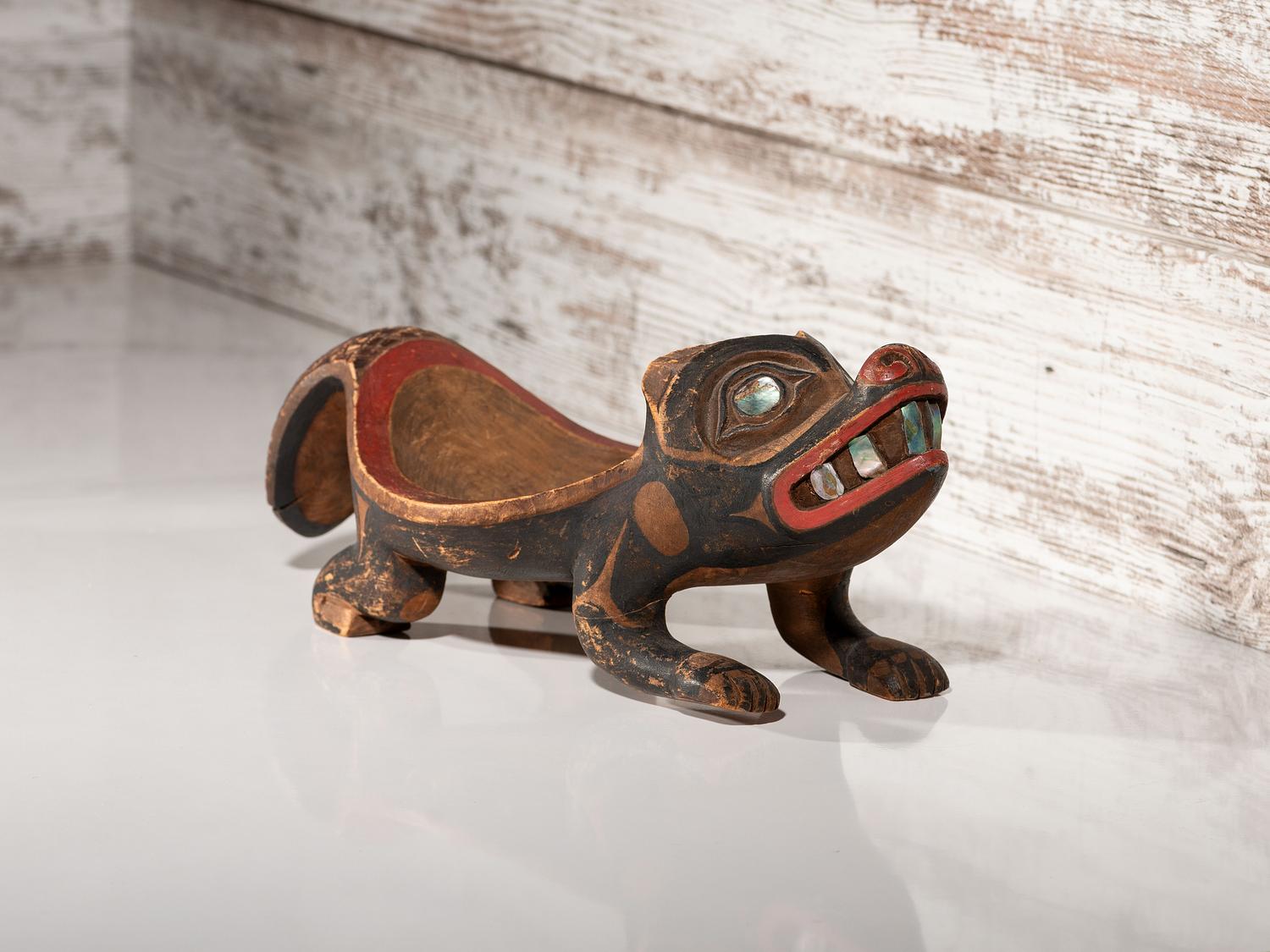 Northwest Coast Carved Beaver Bowl