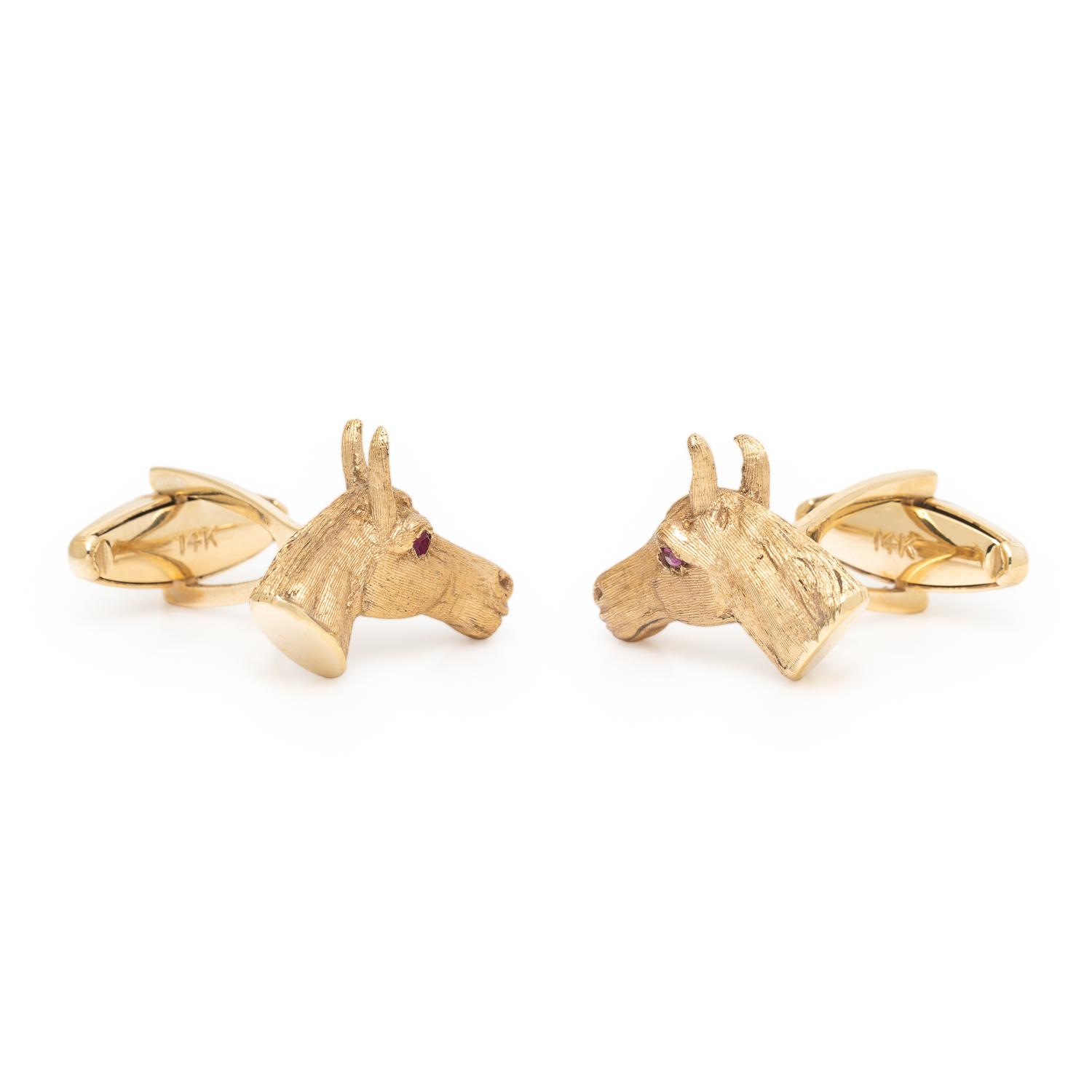 Yellow Gold Horse Head Cufflinks