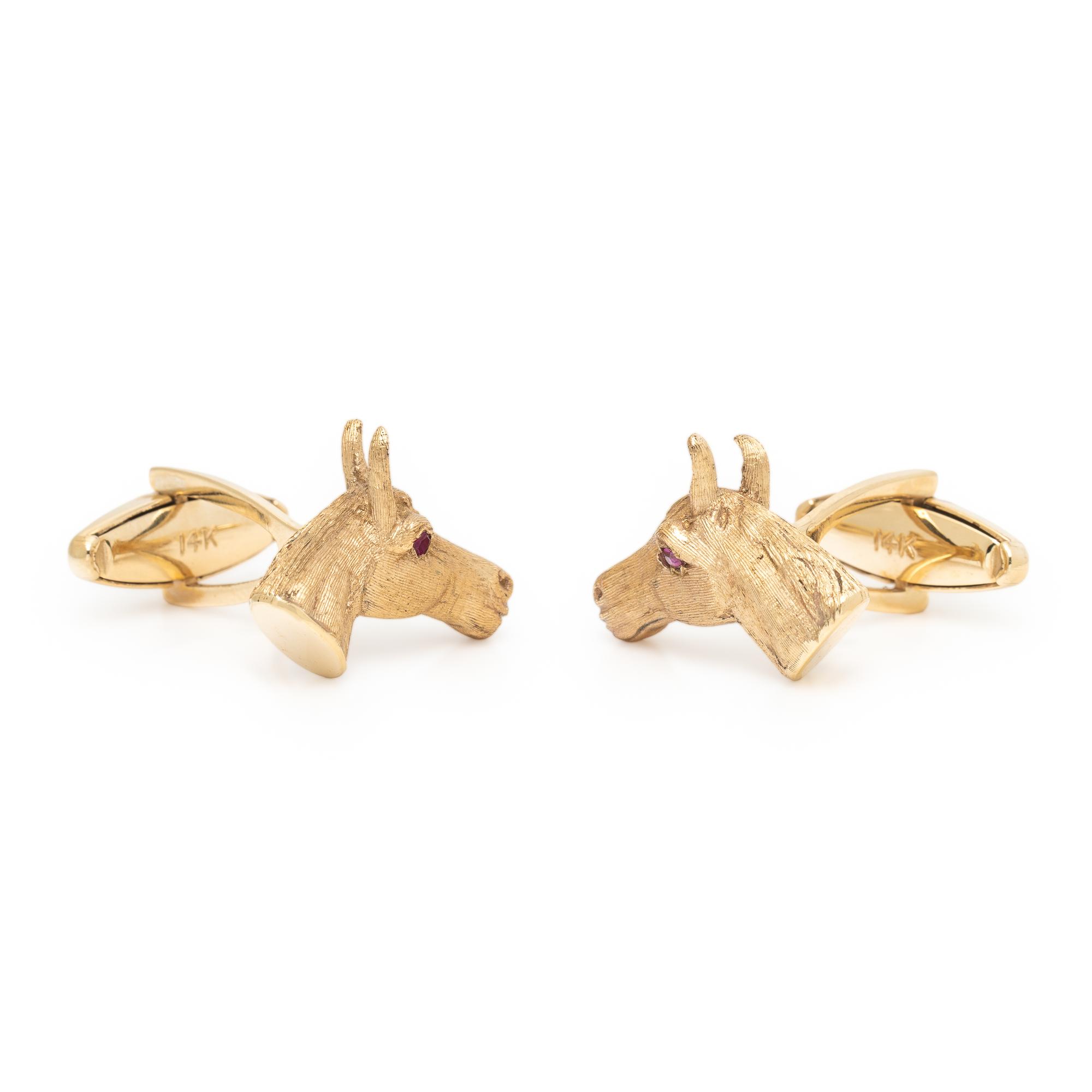 Yellow Gold Horse Head Cufflinks