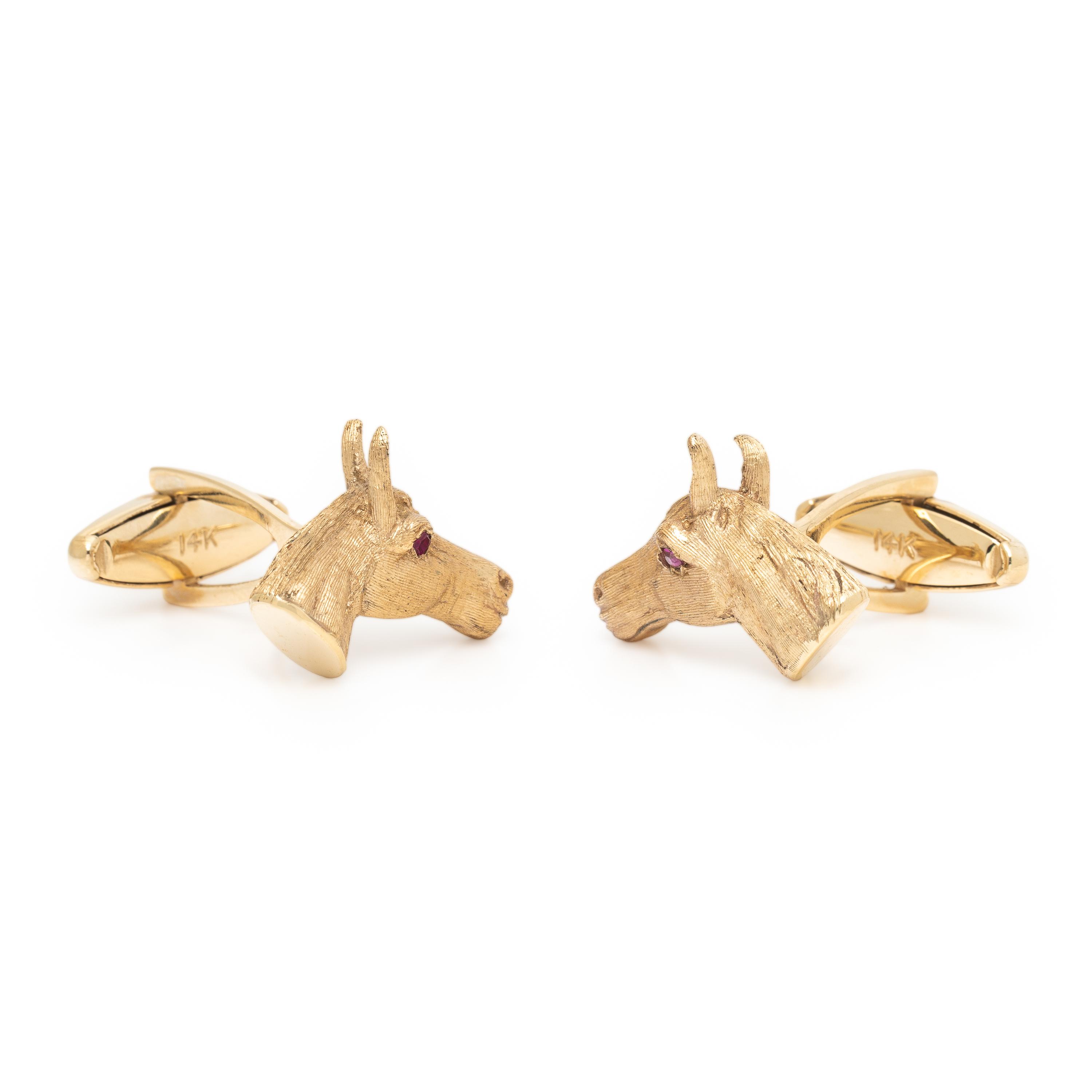 Yellow Gold Horse Head Cufflinks