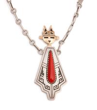 14k Gold and Sterling Silver Necklace, with Coral Katsina Pendant Lot is located and will ship from Denver, Colorado.