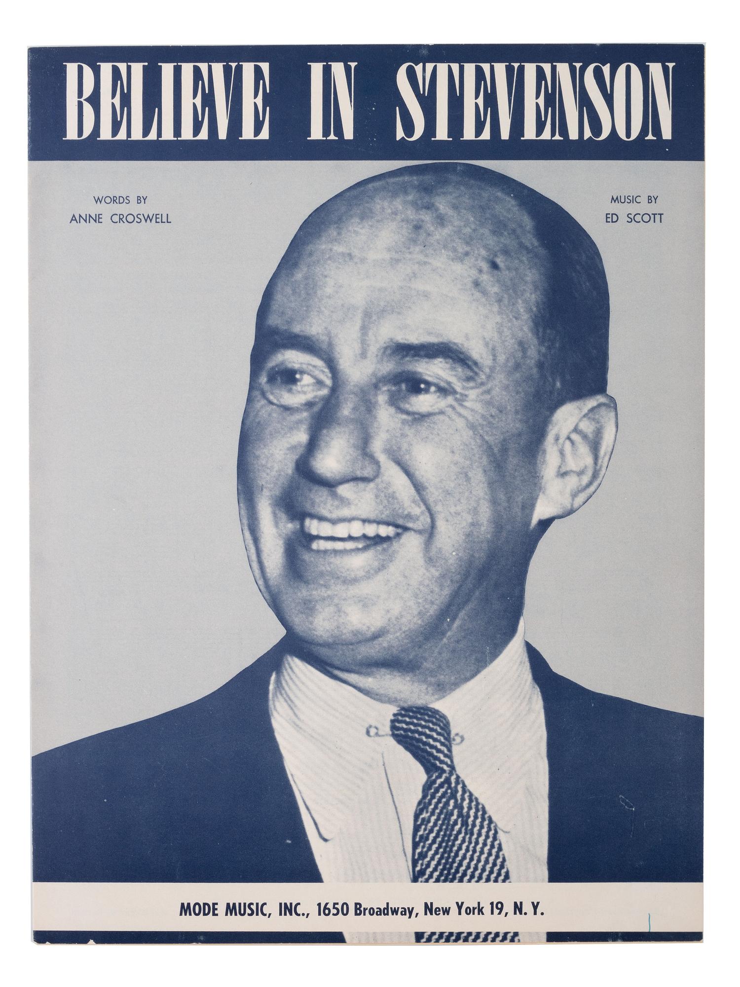 [STEVENSON, Adlai Ewing II (1900-1965)]. A group of campaign ephemera incl. a rare 1952 kerchief.