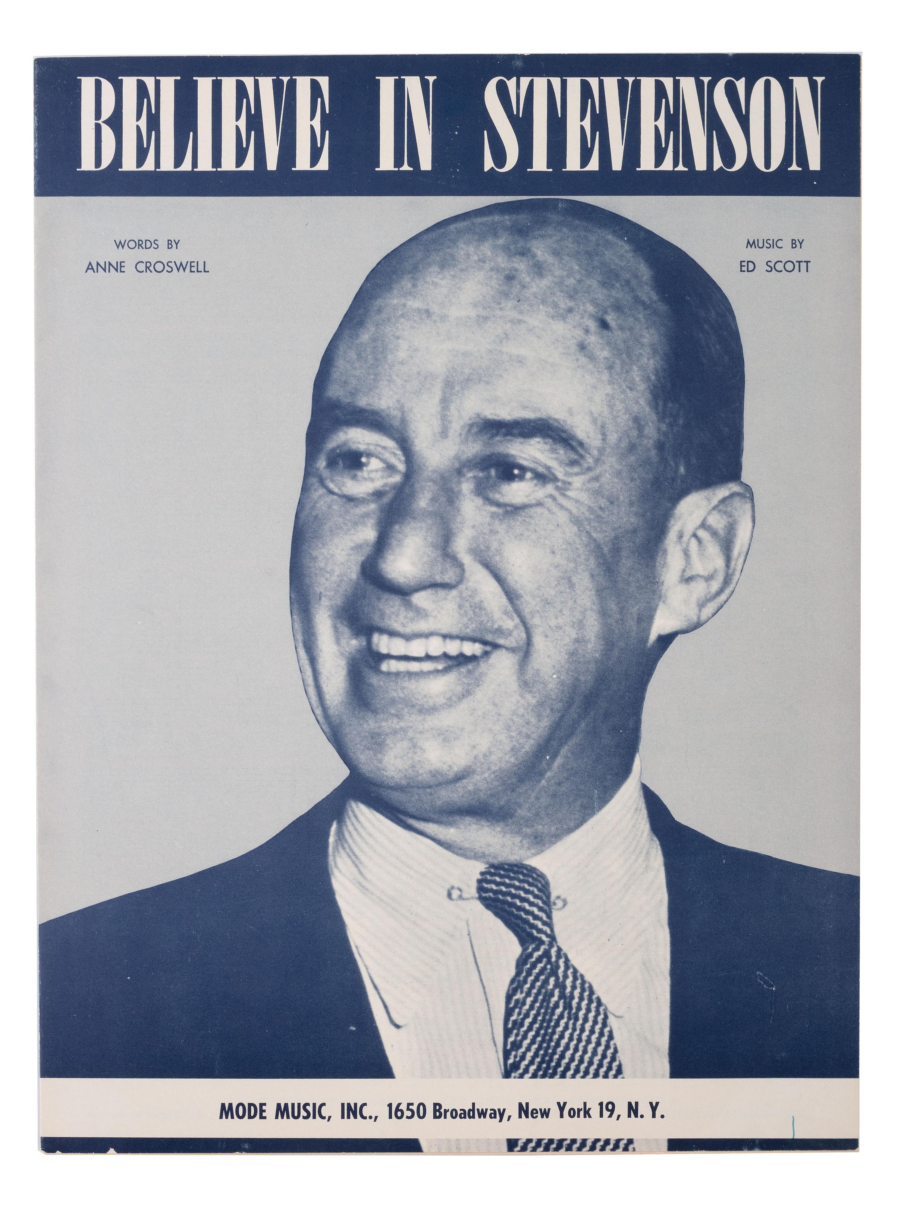 [STEVENSON, Adlai Ewing II (1900-1965)]. A group of campaign ephemera incl. a rare 1952 kerchief.