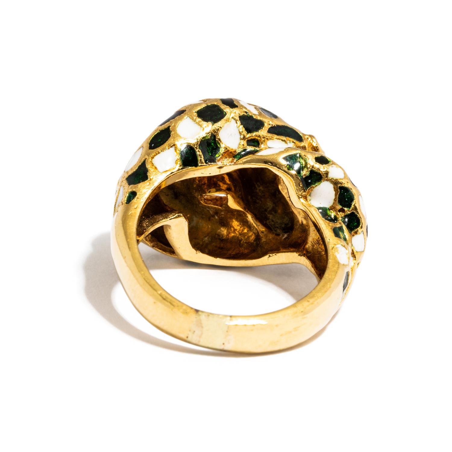 YELLOW GOLD AND ENAMEL SNAKE RING