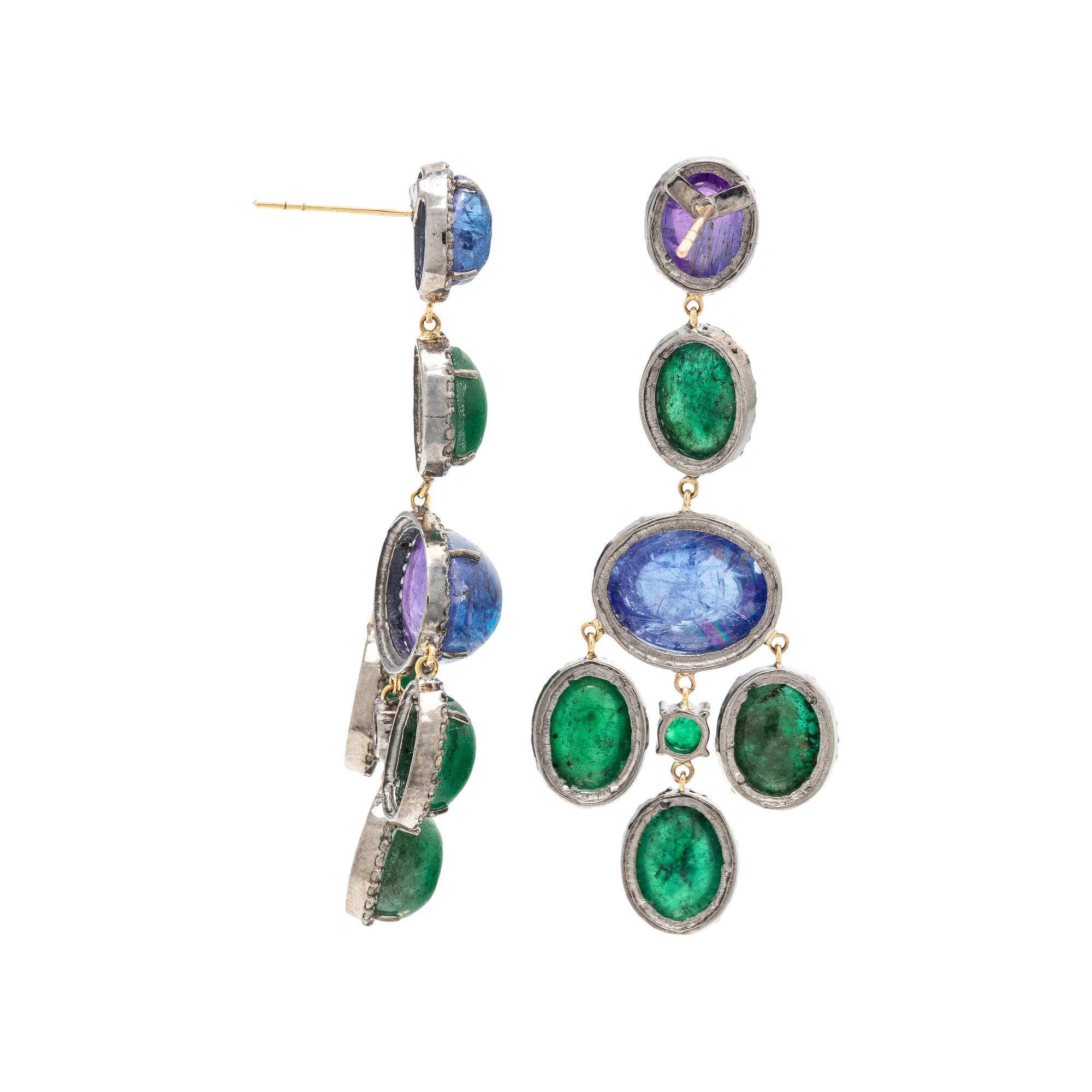 GEMSTONE AND DIAMOND EARRINGS