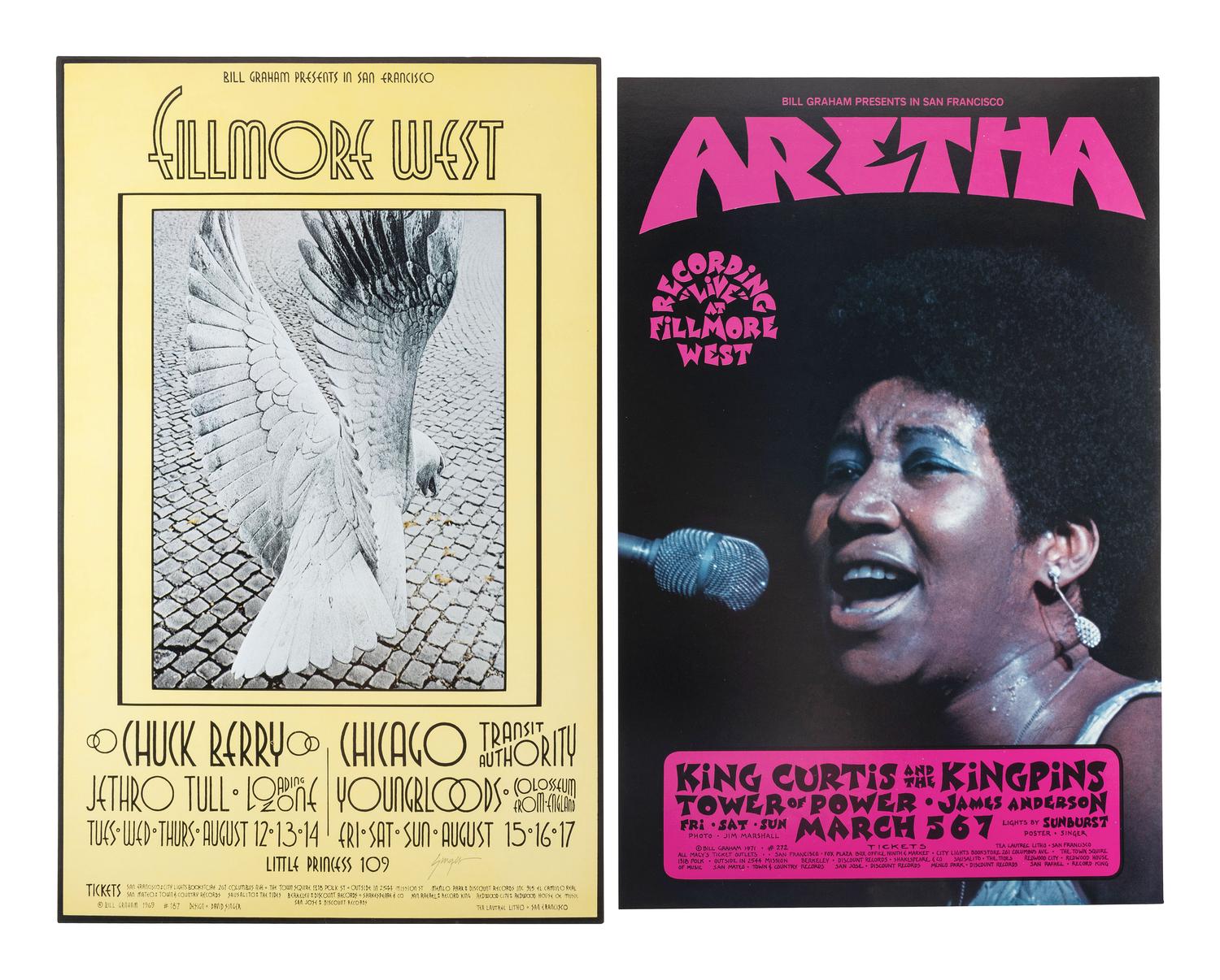 [MUSIC] -- [POSTERS]. SINGER, David, artist. Complete set of 66 SIGNED posters designed for the Fillmore West Ballroom, San Francisco, California. 1969-1971.