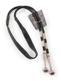 Sterling Silver and Mosaic Inlay Bolo Tie, with Rainbow Man and 14K Gold Accents