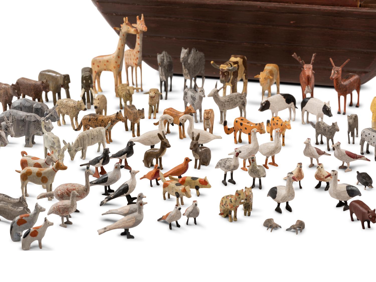 A Large Noah’s Ark with Lift-Off Cover and Large Number of Paired Animals