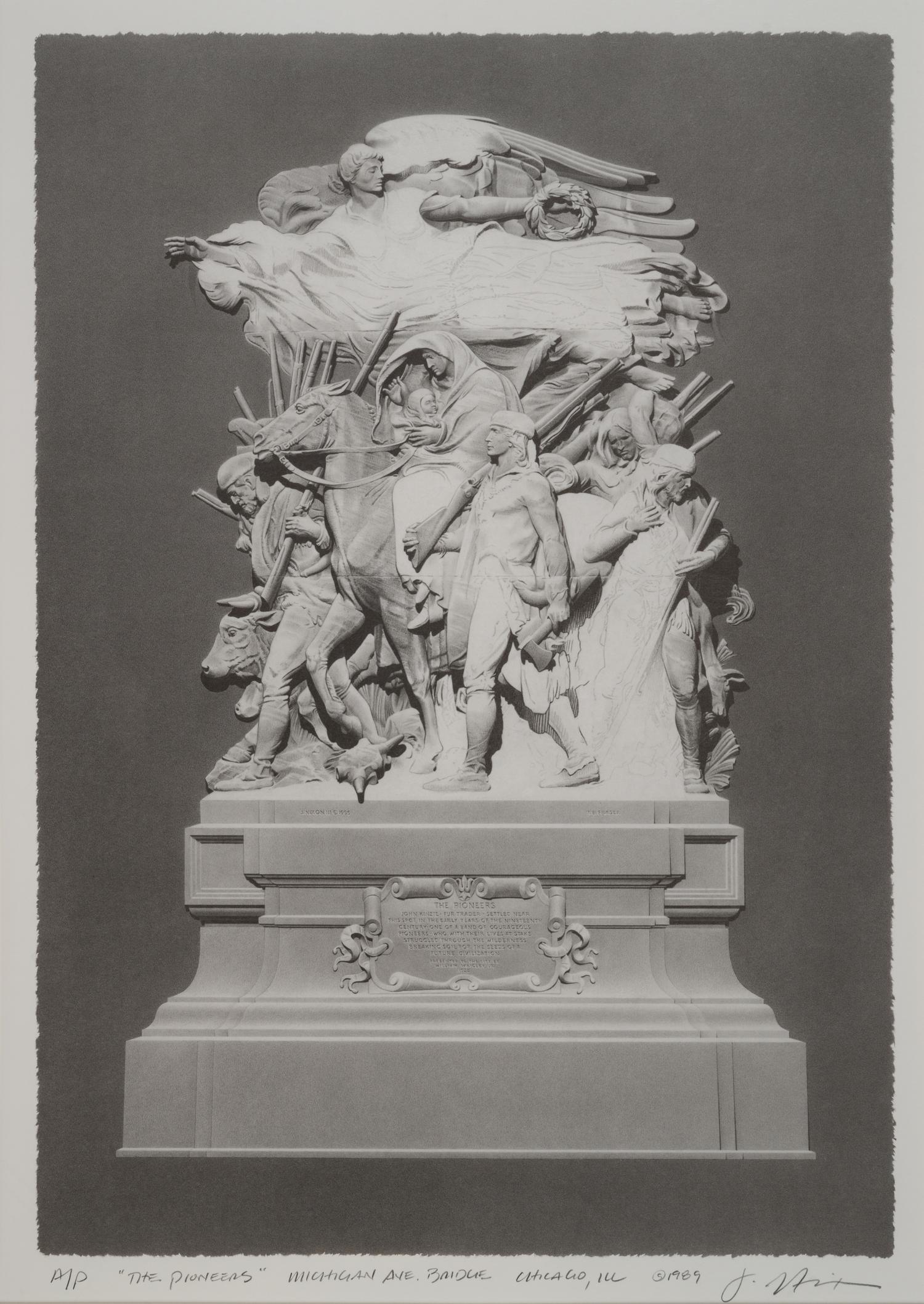 Jack Nixon (American, b. 1956) Four lithographs depicting Michigan Avenue Bridge Statuary