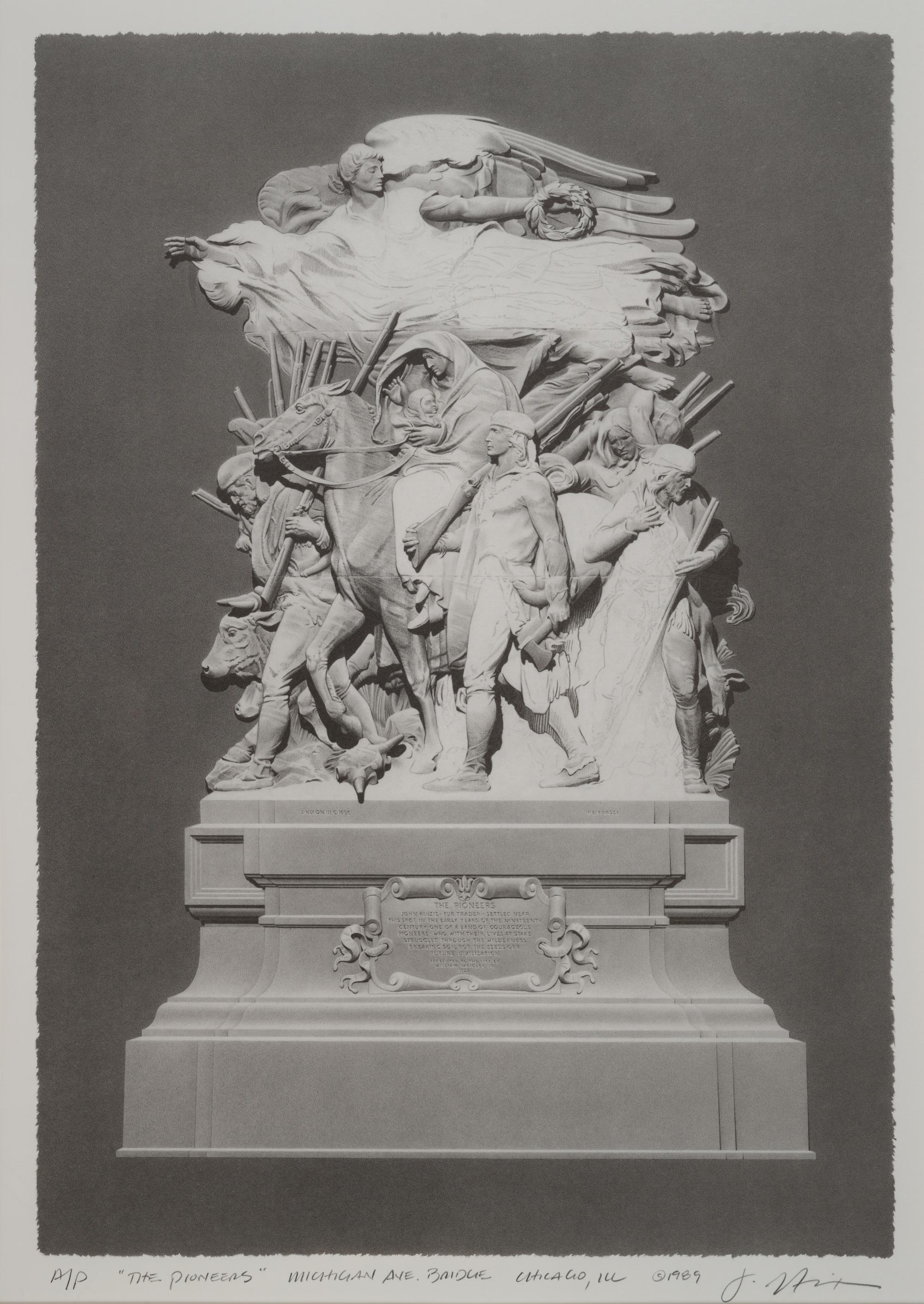 Jack Nixon (American, b. 1956) Four lithographs depicting Michigan Avenue Bridge Statuary