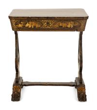 A Chinese Export Black and Gilt Lacquer Sewing Table — 19th Century