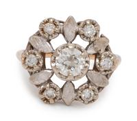 A 14 Karat Bicolor Gold and Diamond Ring,