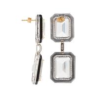 ROCK CRYSTAL, ONYX AND DIAMOND EARRINGS