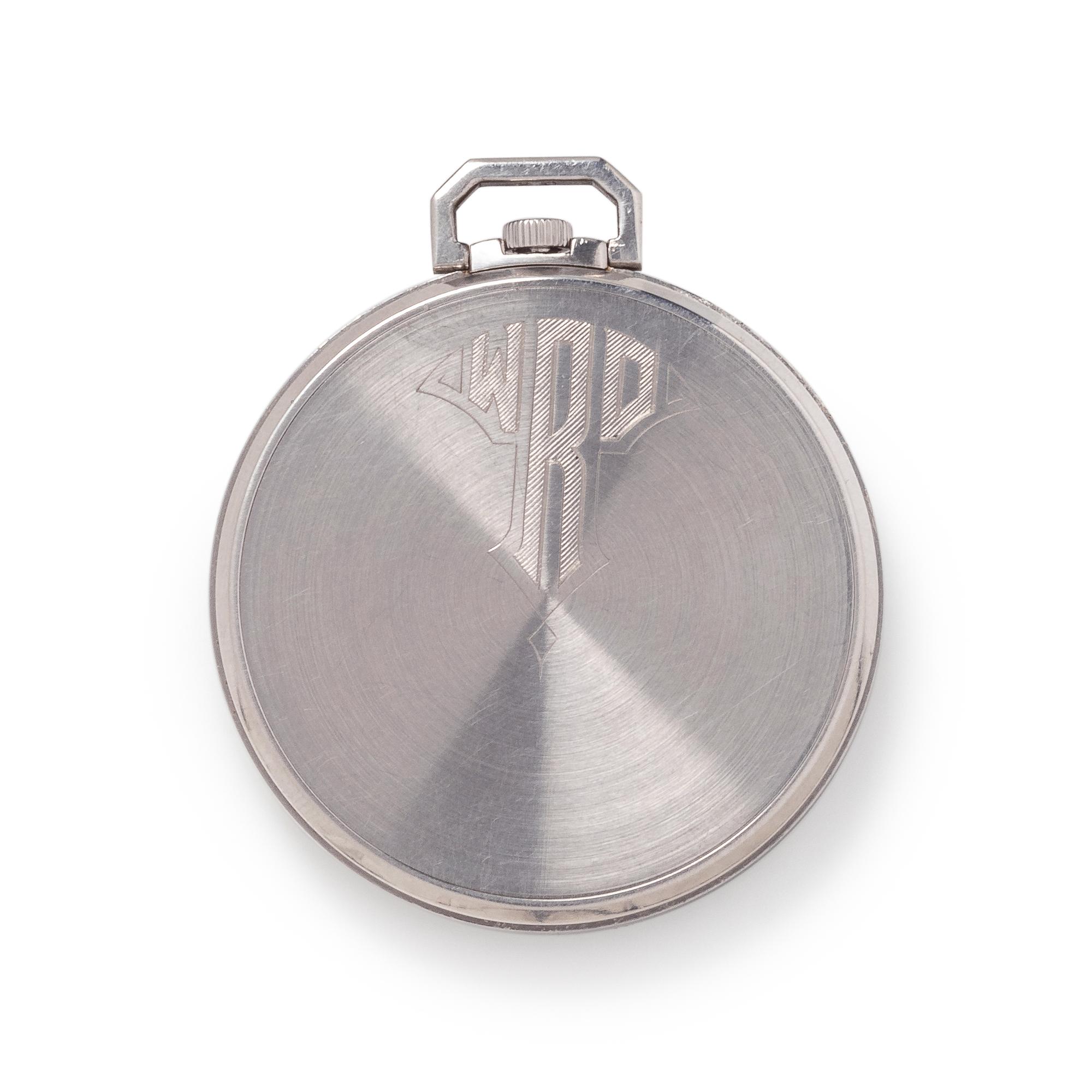 PATEK PHILIPPE, ART DECO, PLATINUM AND DIAMOND OPEN FACE POCKET WATCH