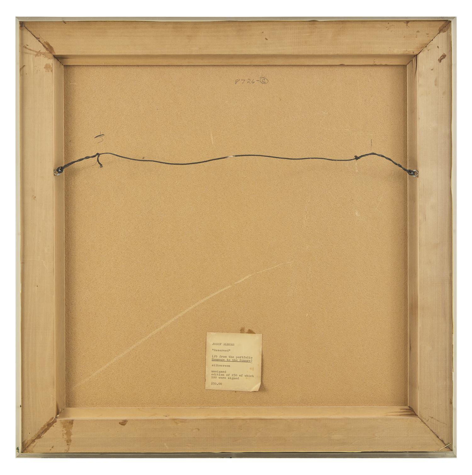 Reserved (Plate 9 from Homage to the Square: Ten Works by Josef Albers ), 1962