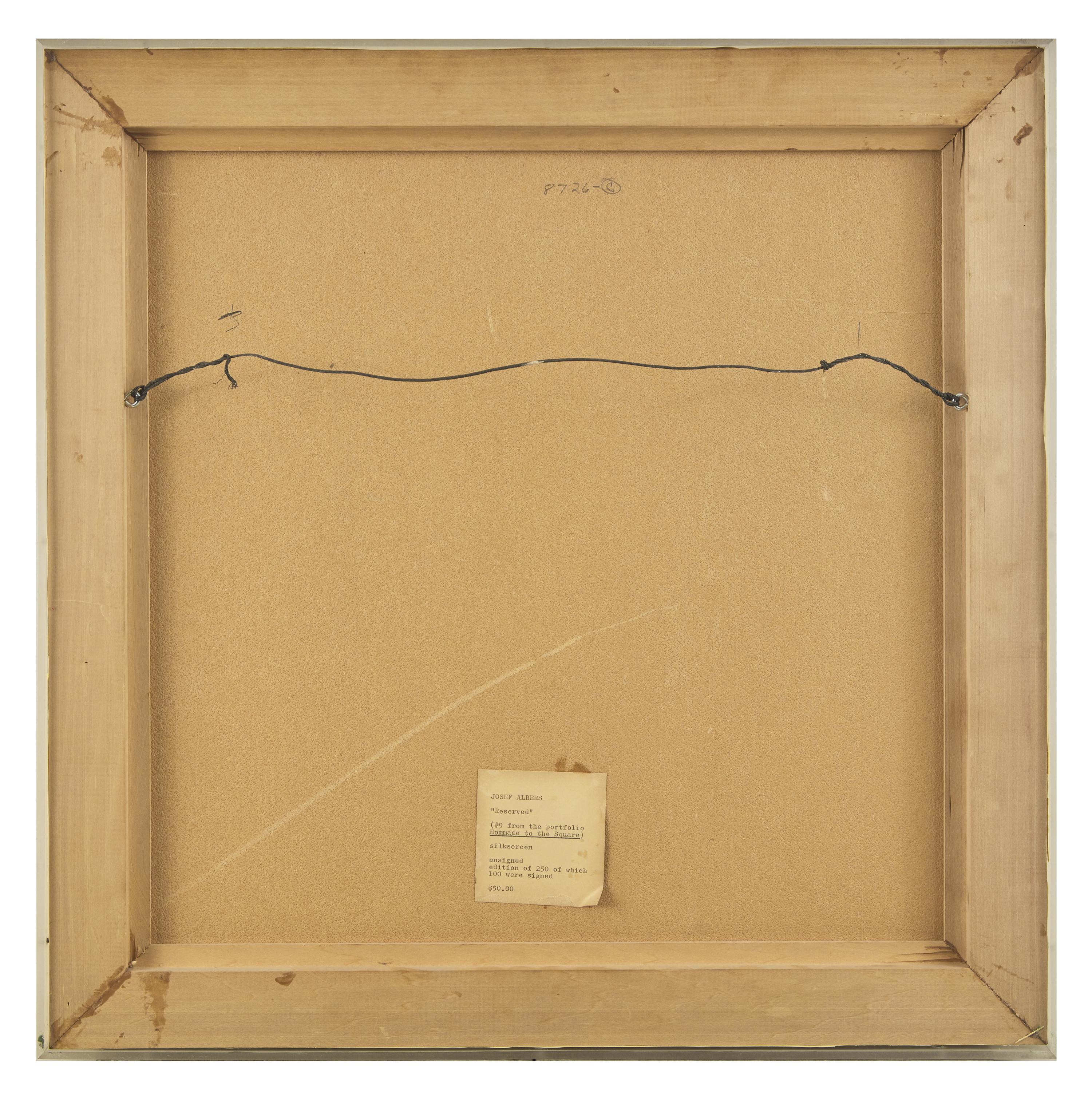 Reserved (Plate 9 from Homage to the Square: Ten Works by Josef Albers ), 1962
