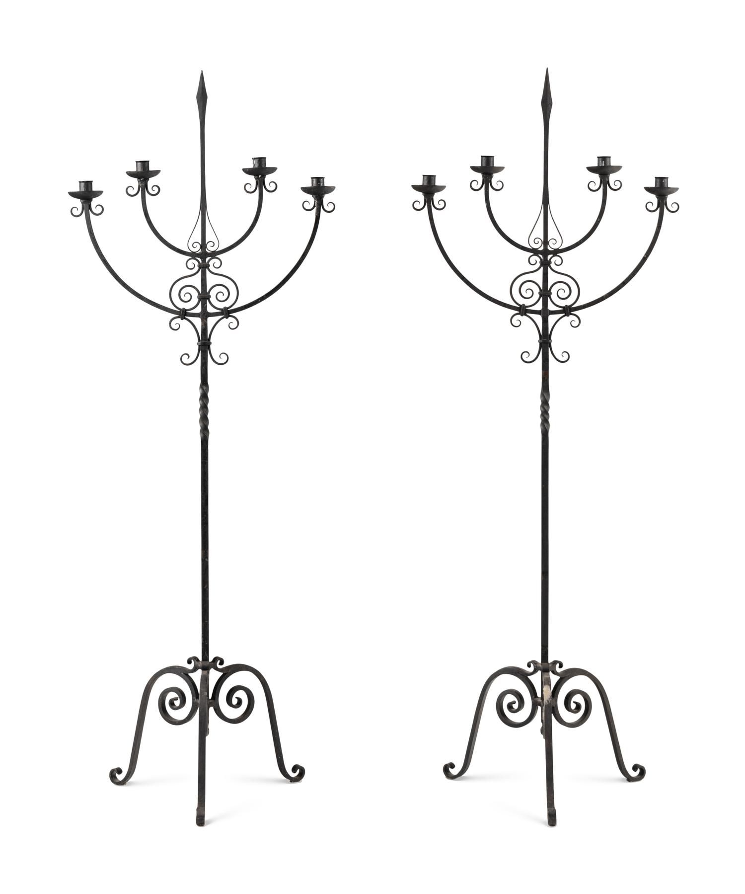 A Pair of Wrought Iron Torchères