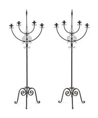 A Pair of Wrought Iron Torchères