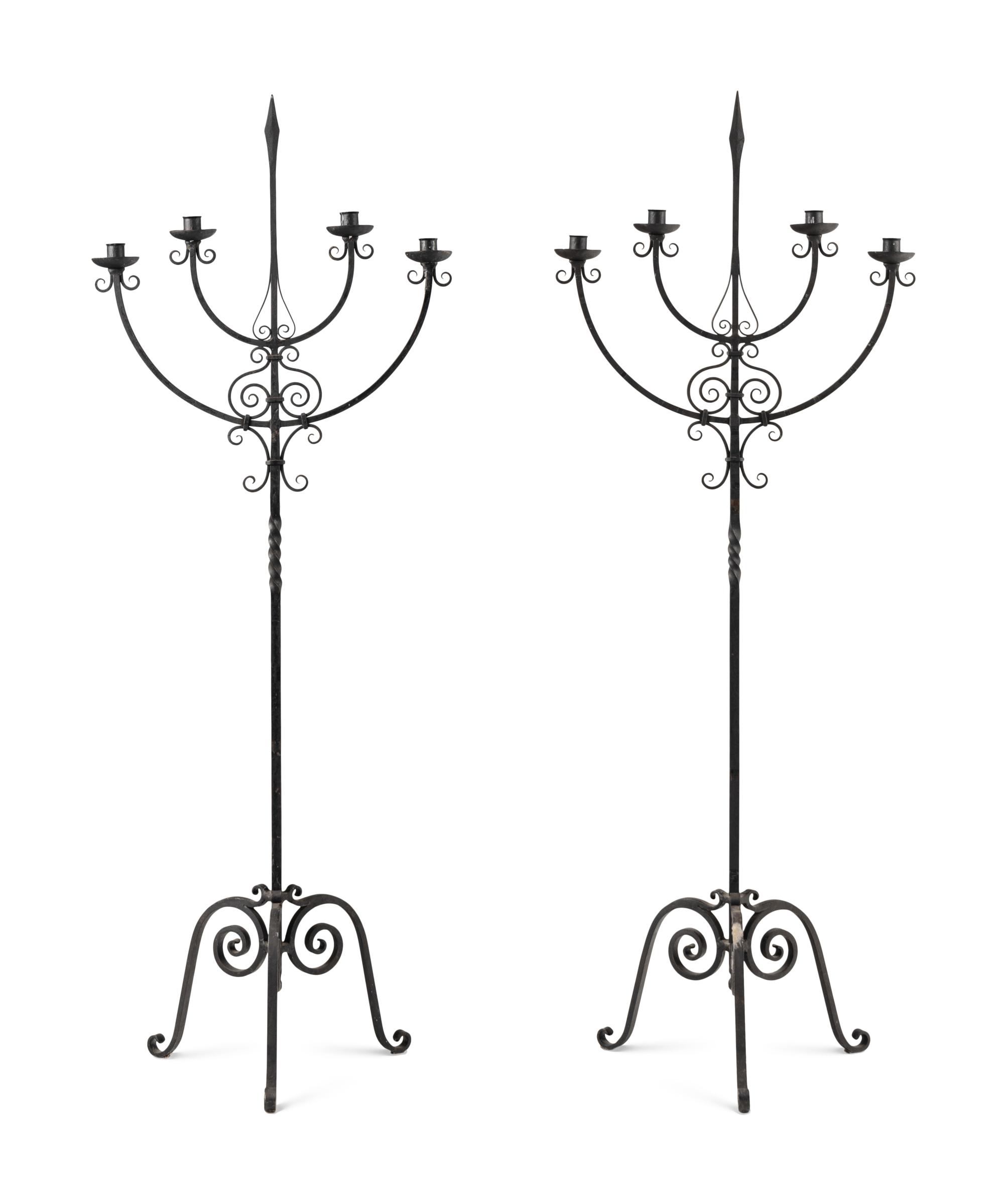 A Pair of Wrought Iron Torchères