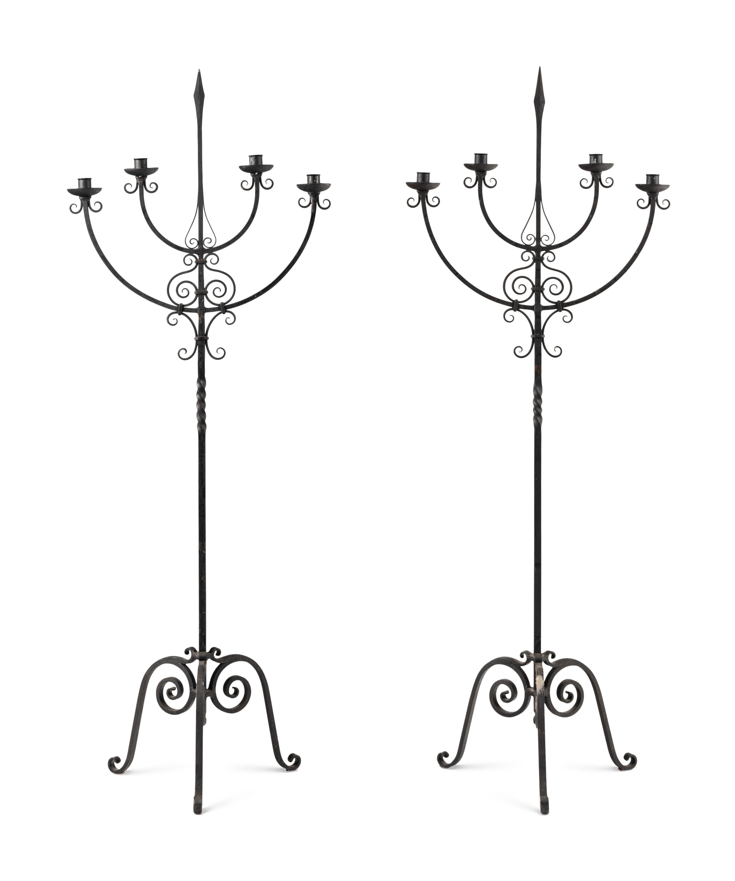 A Pair of Wrought Iron Torchères
