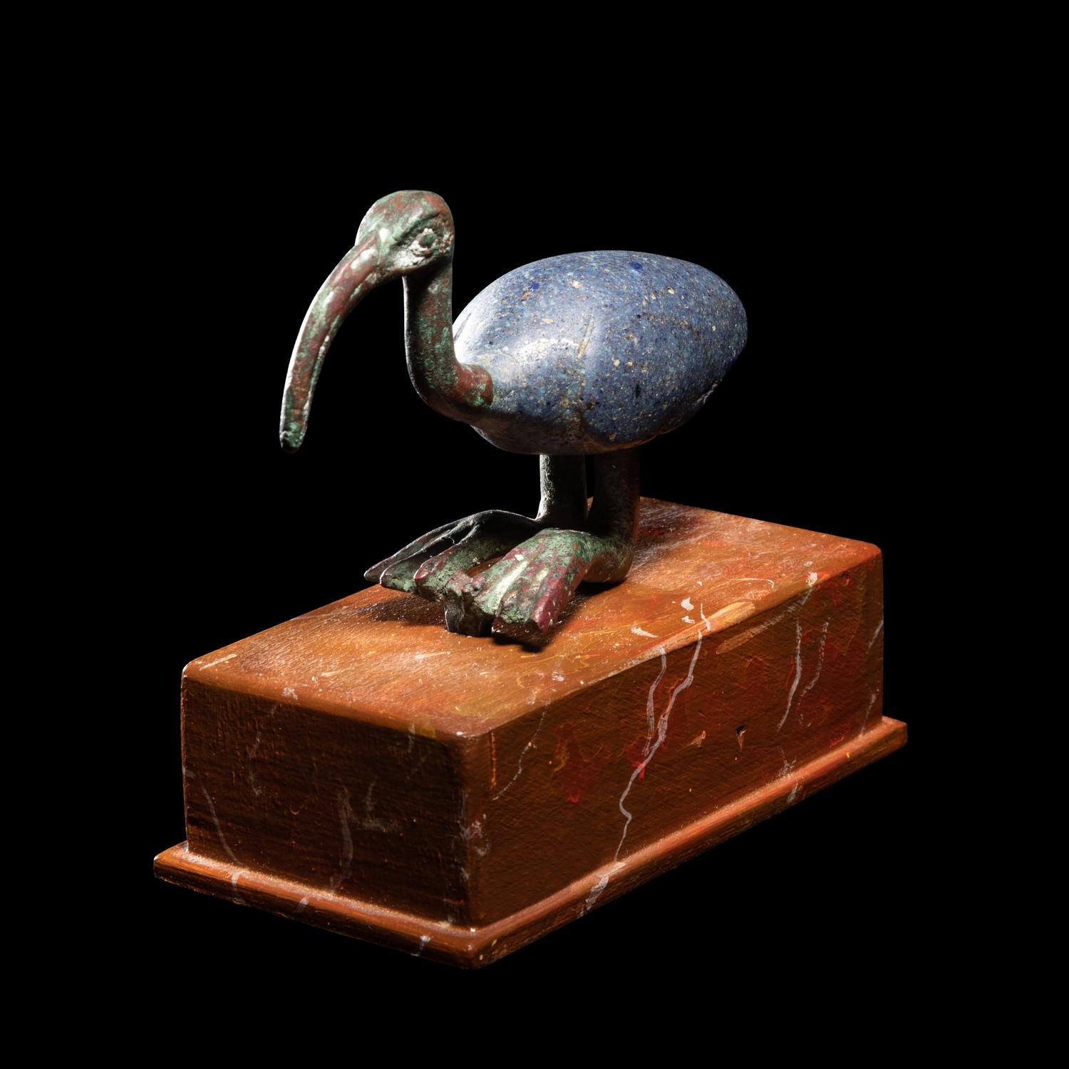 An Egyptian Bronze and Glass Ibis