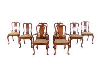 A Set of Eight Queen Anne Style Mahogany Dining Chairs