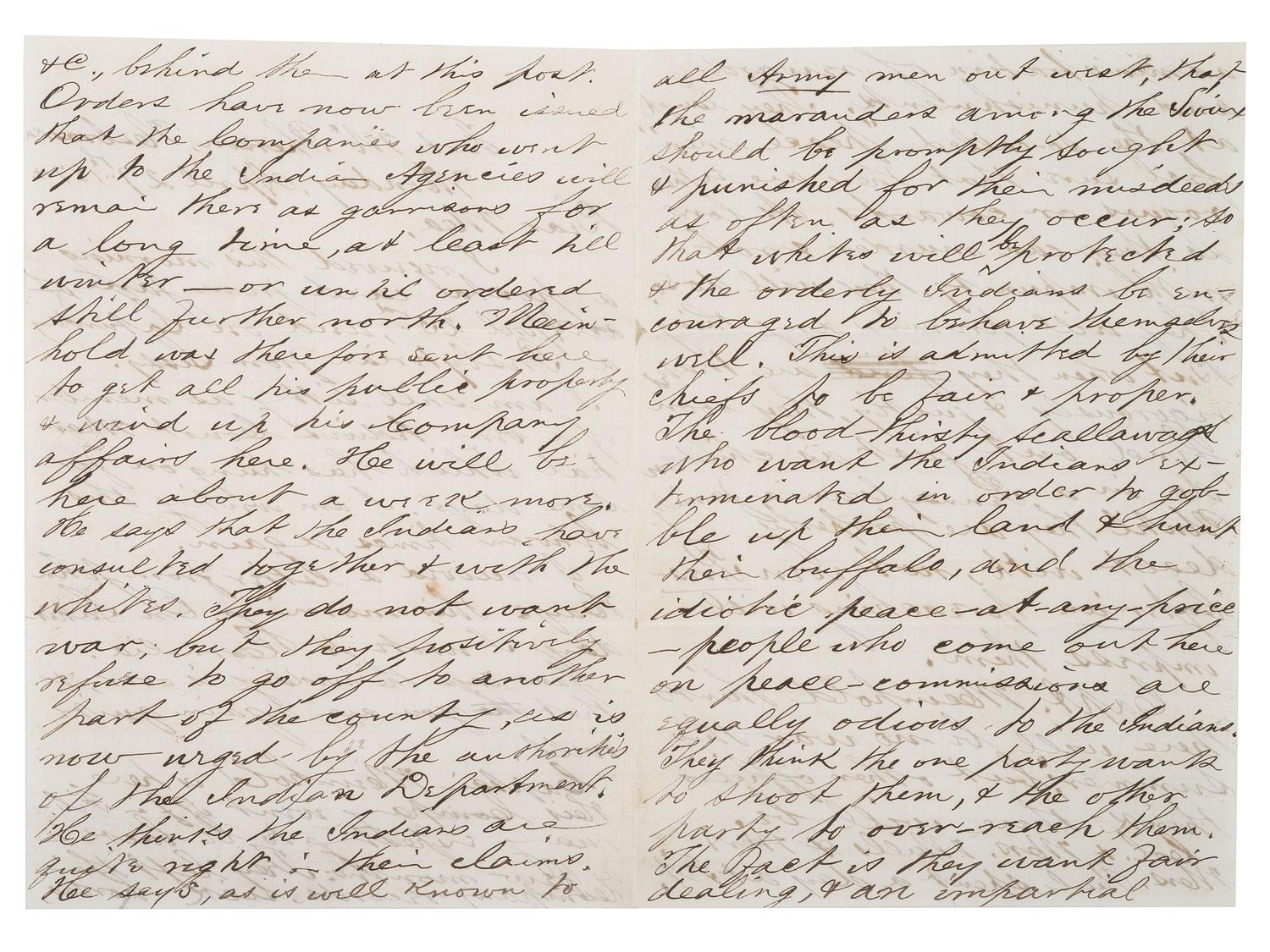 [WESTERN AMERICANA] -- [NATIVE AMERICANS]. SMEAD, Alexander Dallas Bache (1848-1931). Archive from veteran of the Indian and Spanish-American Wars, including an 1874 letter describing the current state of Indian affairs on the Plains.