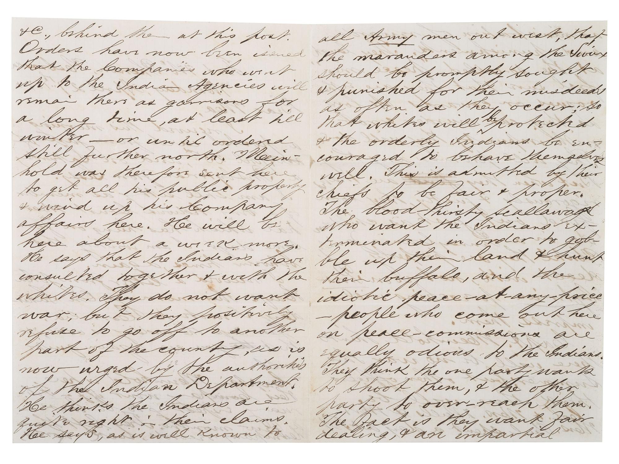 [WESTERN AMERICANA] -- [NATIVE AMERICANS]. SMEAD, Alexander Dallas Bache (1848-1931). Archive from veteran of the Indian and Spanish-American Wars, including an 1874 letter describing the current state of Indian affairs on the Plains.