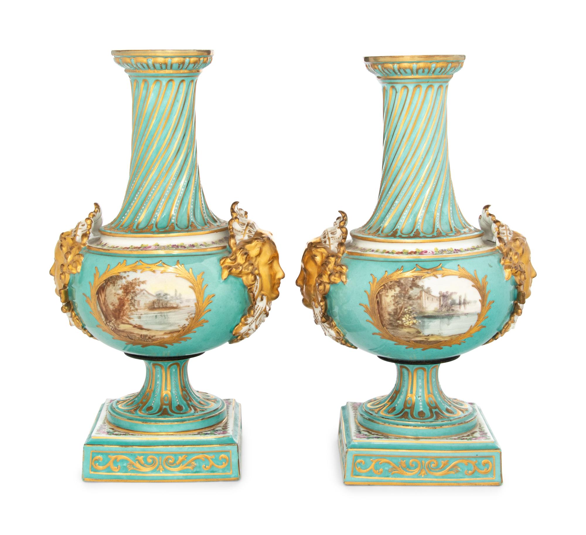 A Pair of Sèvres Style Porcelain Vases