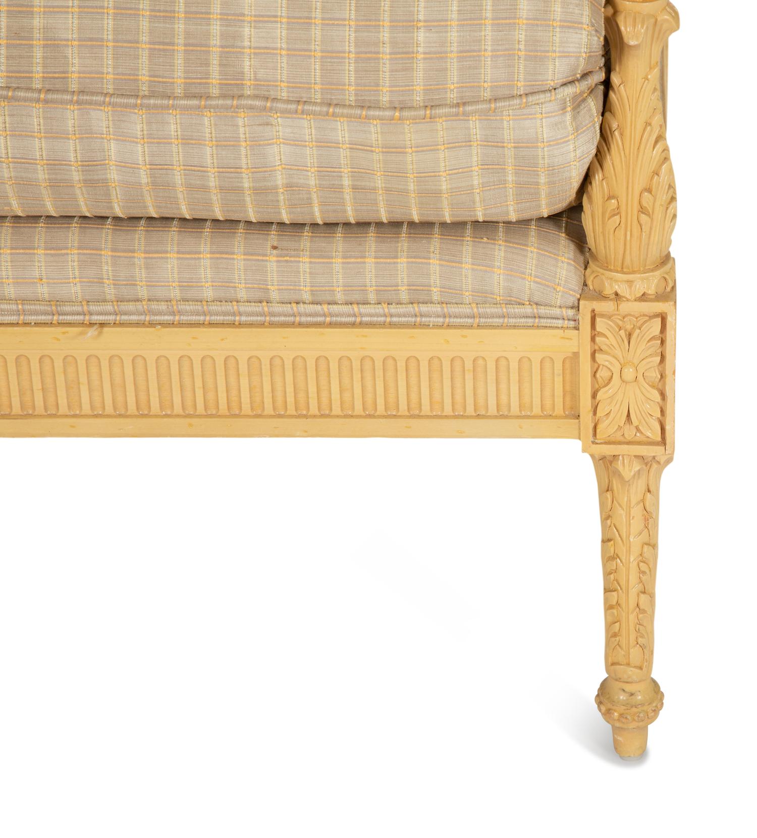 A Pair of Louis XVI Style Resin Benches with Loose Seat Cushions