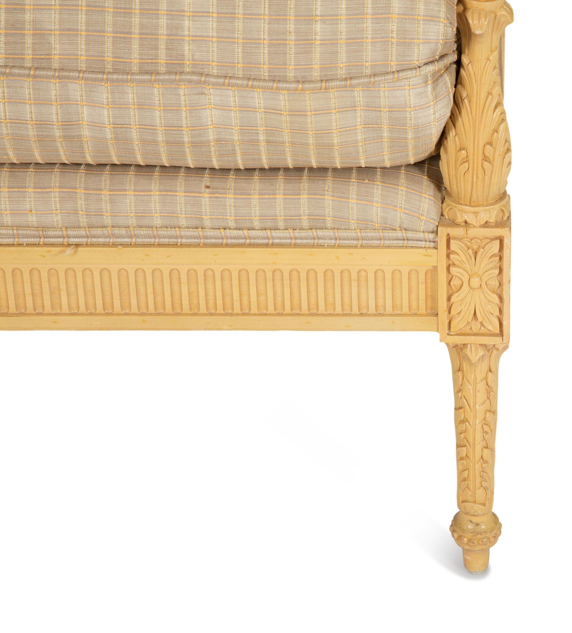 A Pair of Louis XVI Style Resin Benches with Loose Seat Cushions