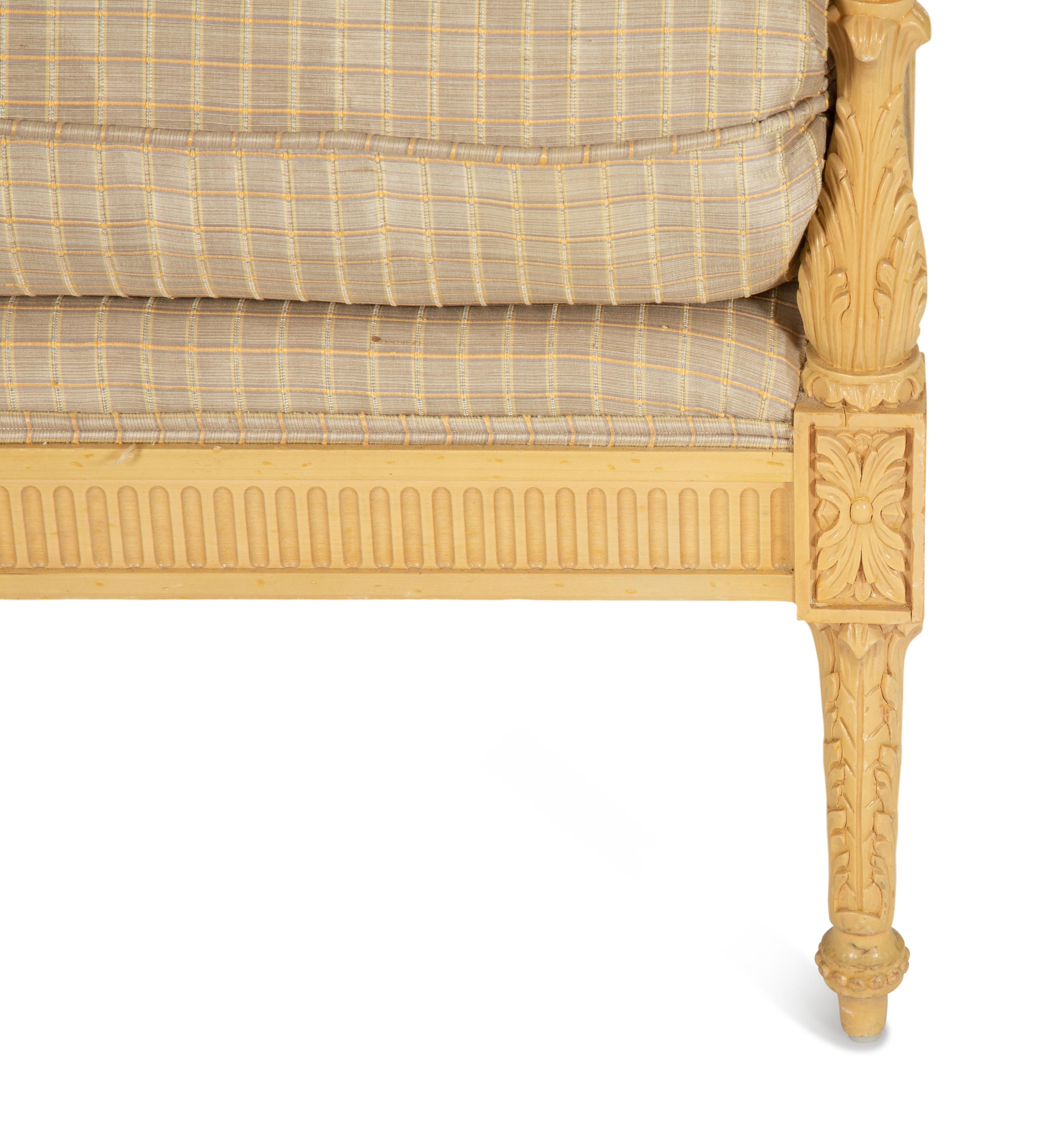 A Pair of Louis XVI Style Resin Benches with Loose Seat Cushions