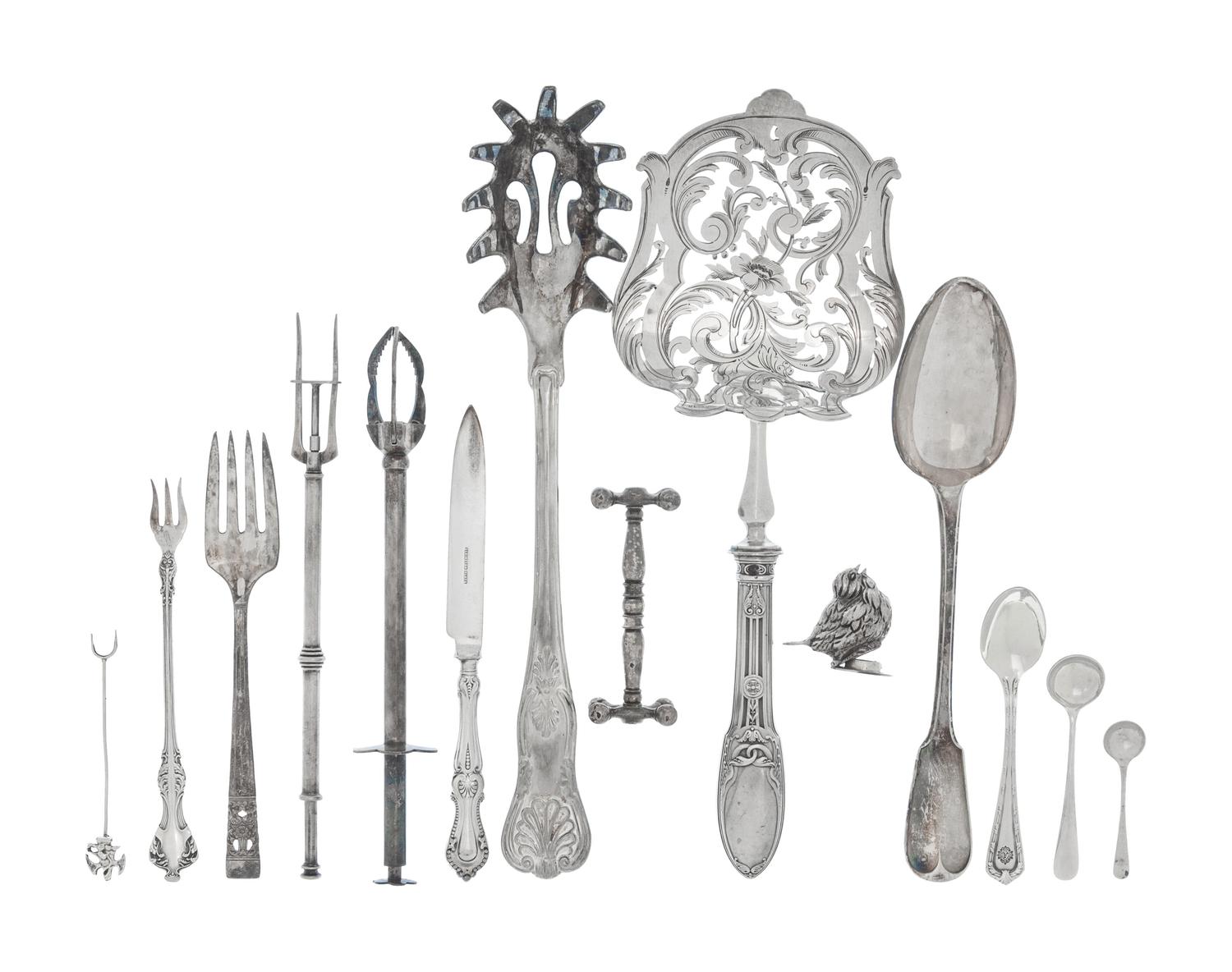An Assorted Box of Silver and Silver-Plated Flatware