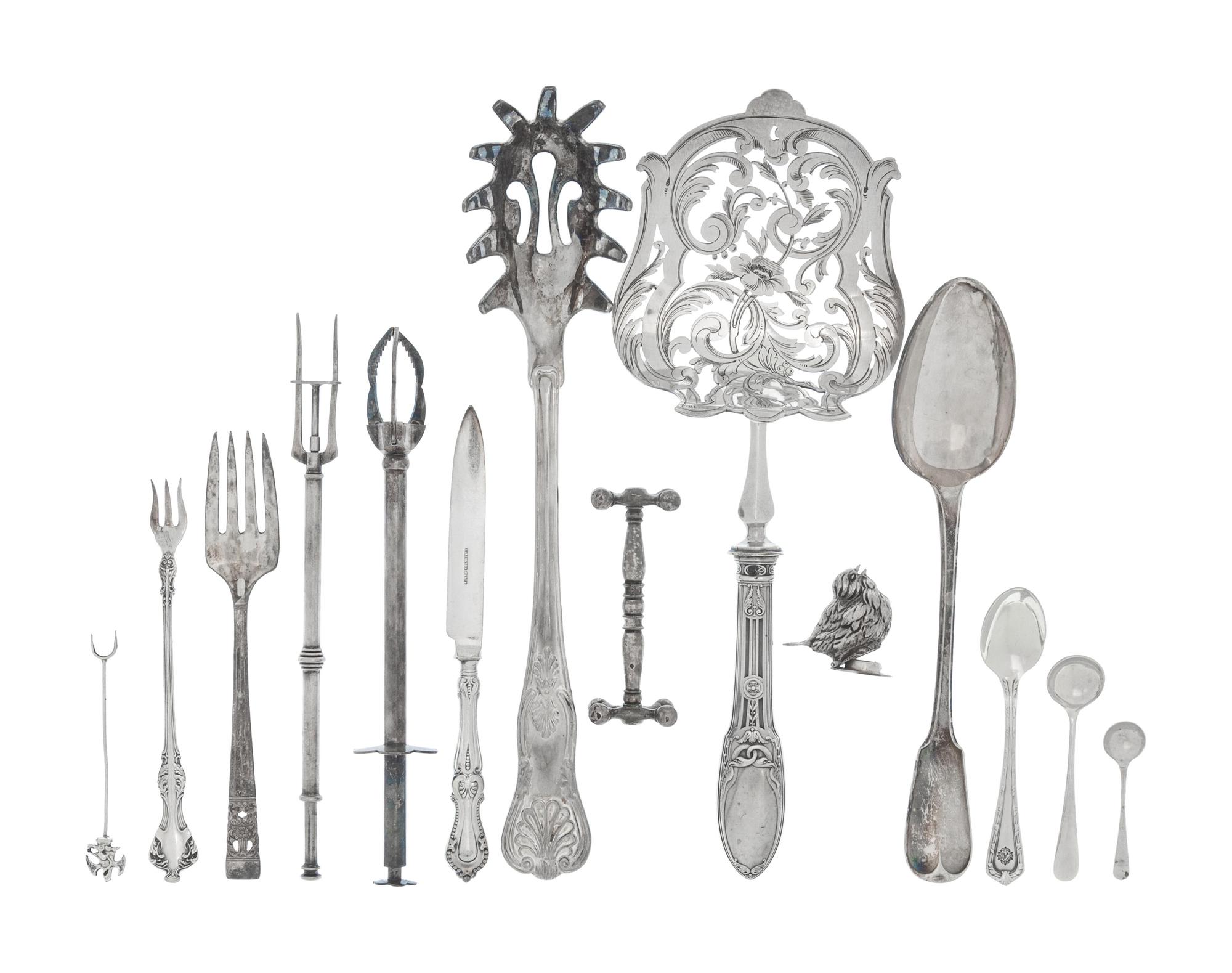 An Assorted Box of Silver and Silver-Plated Flatware
