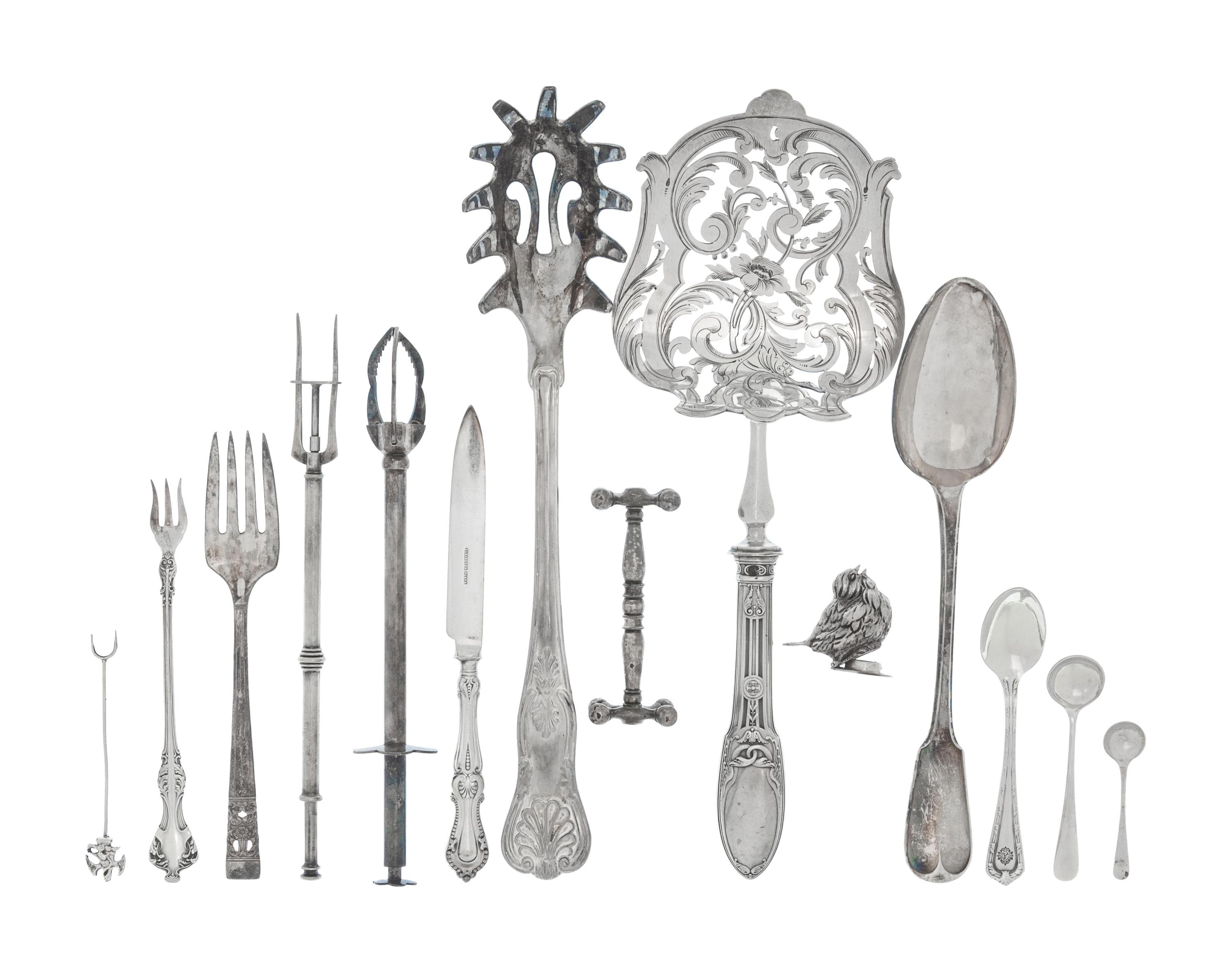 An Assorted Box of Silver and Silver-Plated Flatware