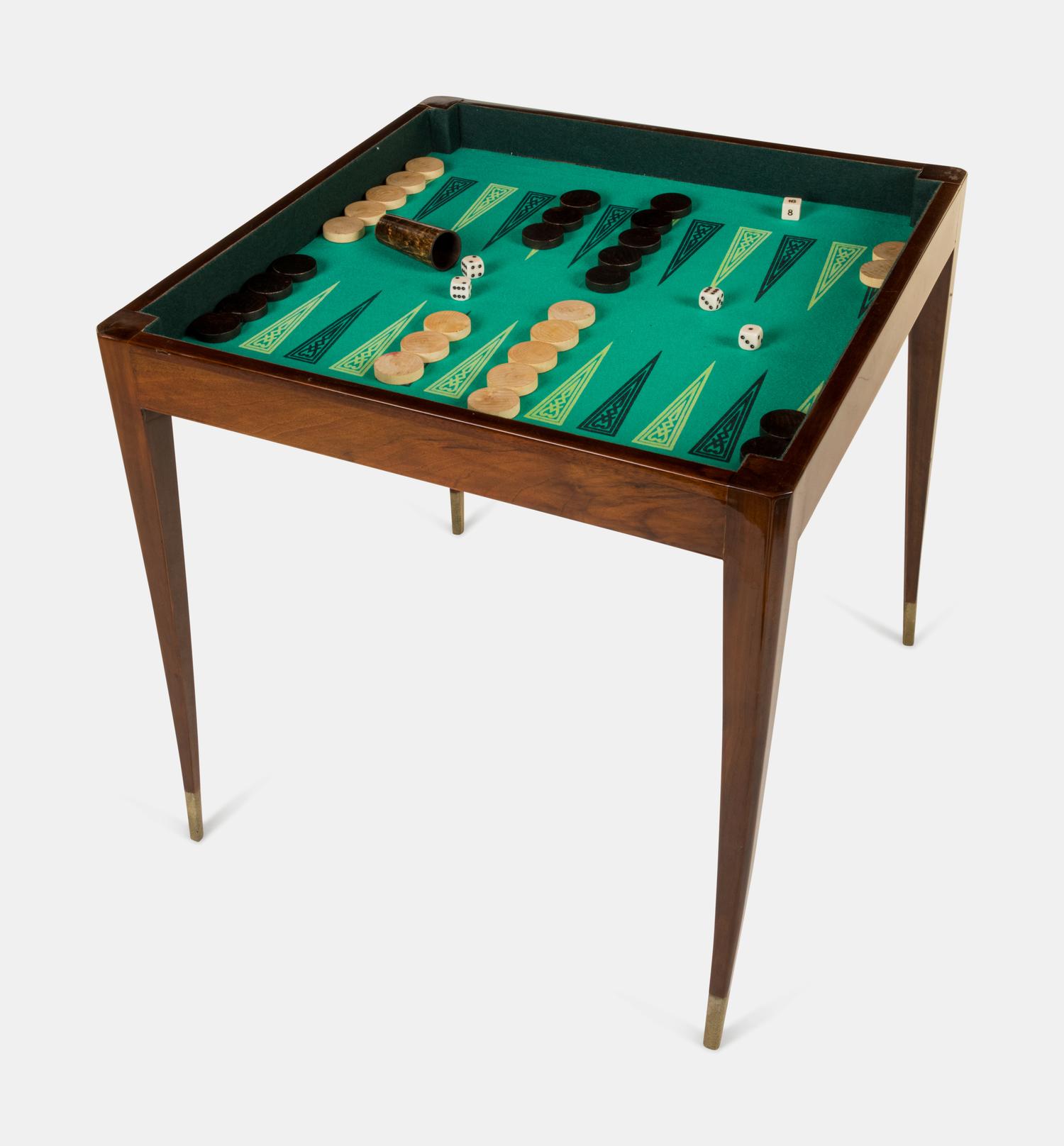 Art Deco Game Table, c. 1930 removable shagreen-lined top revealing a felt-covered backgammon board