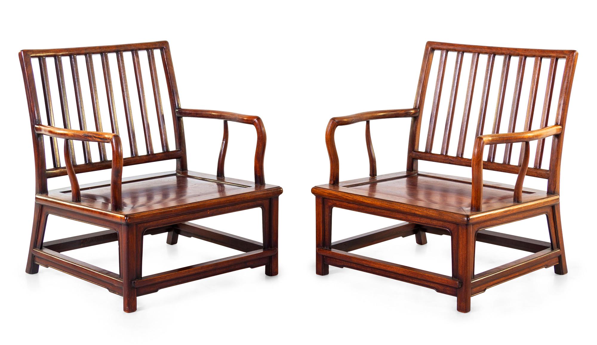 A Pair of Huali Wood Spindleback Armchairs
