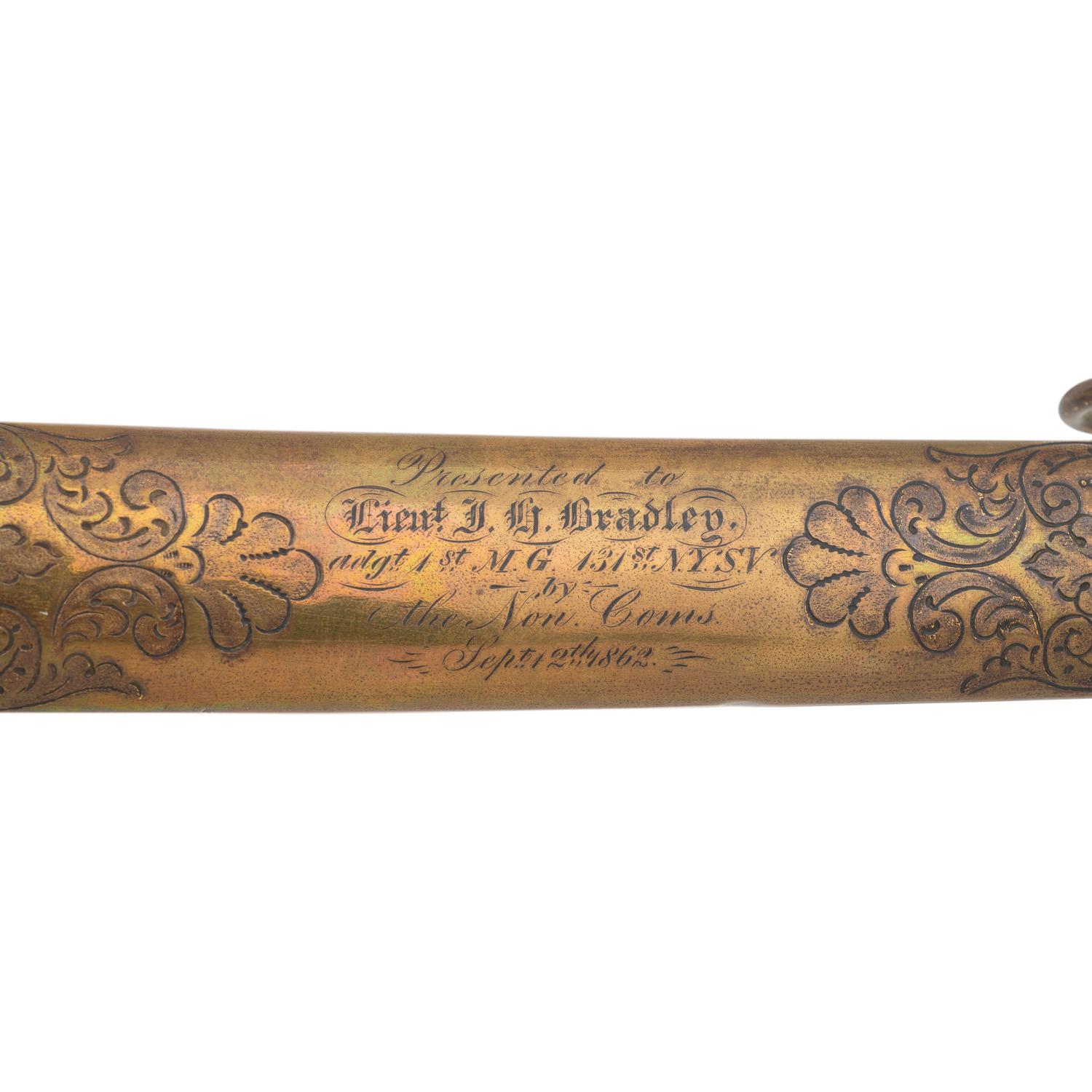 Imported 1840 Type Heavy Cavalry Officers Saber Presented to Lt. James Bradley - 131st NY Volunteers