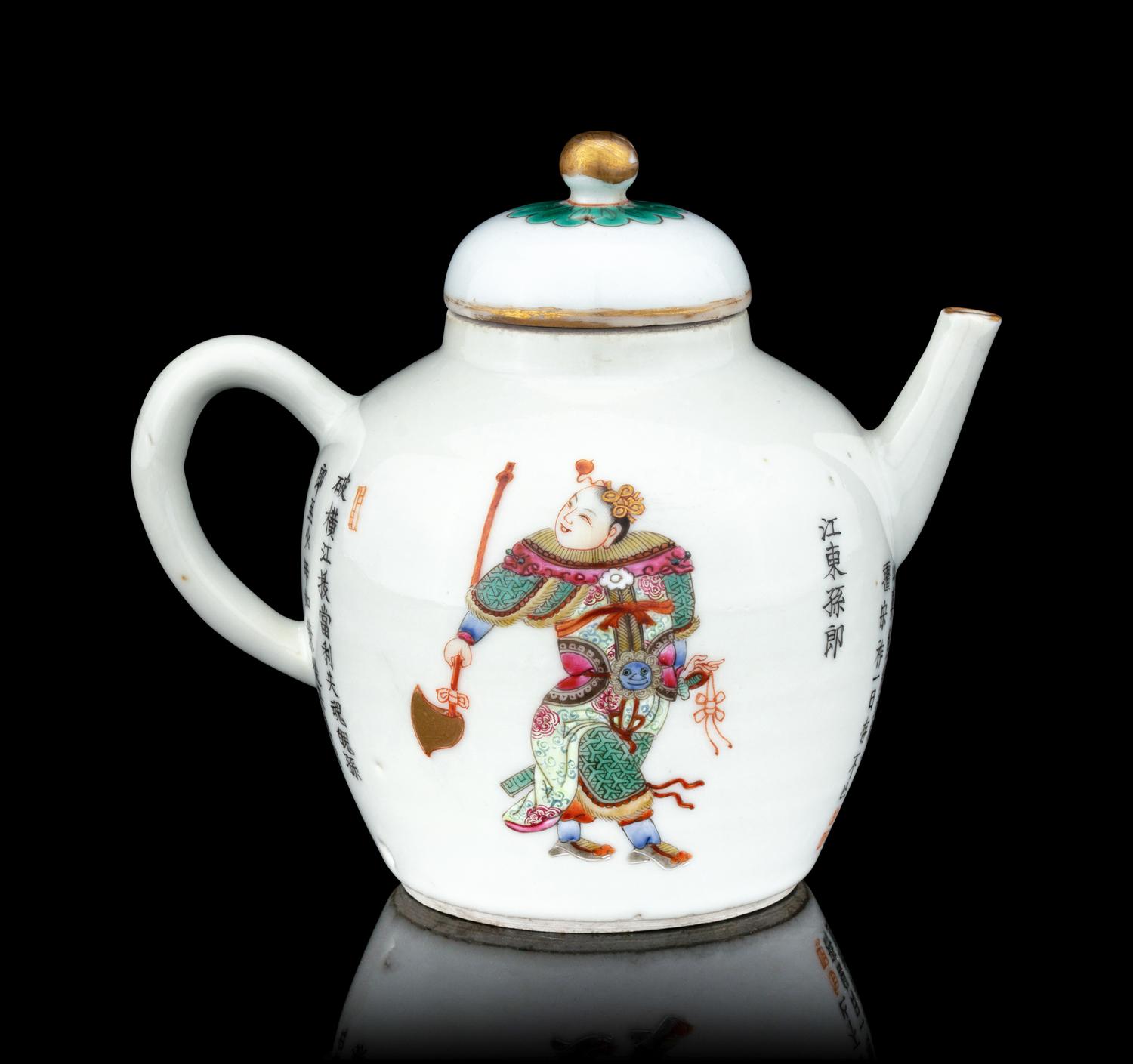 A Famille Rose Porcelain ‘Figure’ Teapot