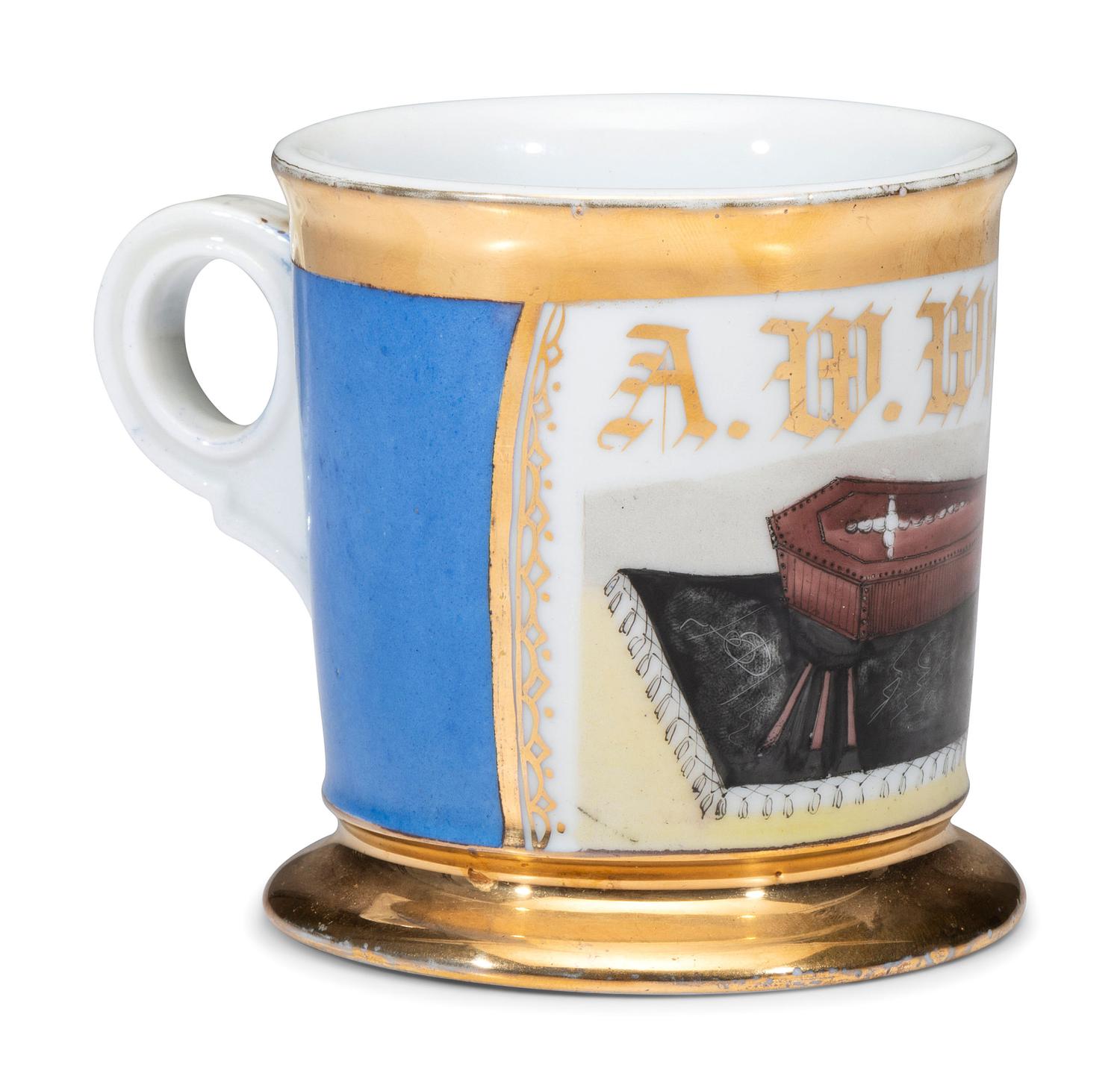 A Coffin Maker or Undertaker's Porcelain Occupational Shaving Mug